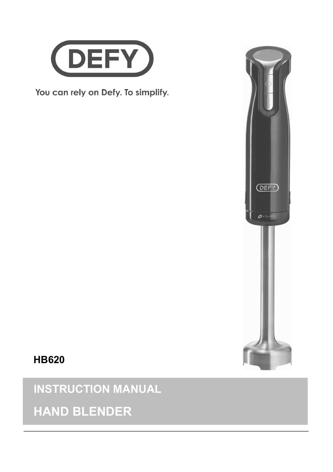 Defy Appliances HB620 Blender User Manual