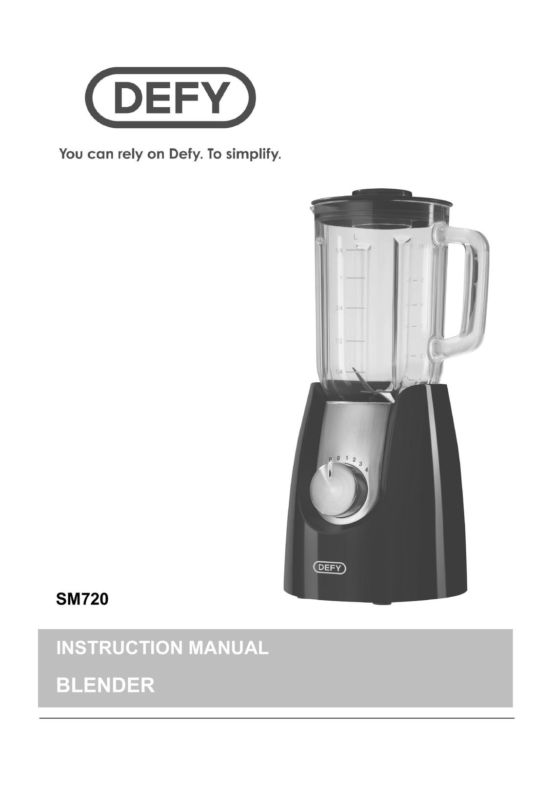 Defy Appliances SM720 Blender User Manual