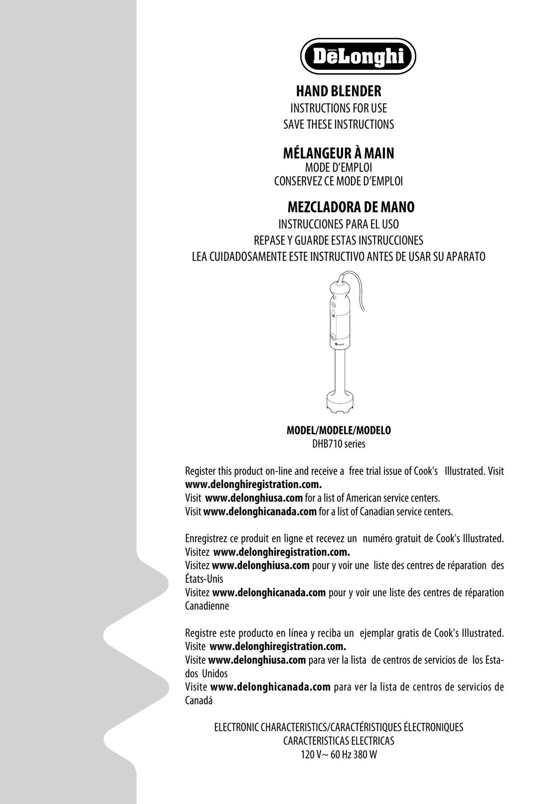 DeLonghi delonghi Blender User Manual