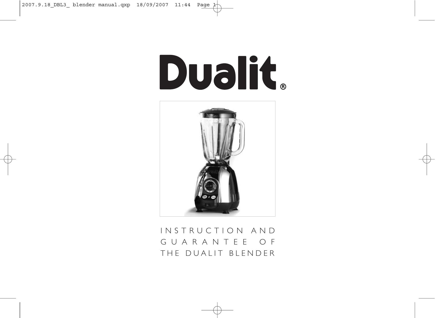 Dualit DBL3 Blender User Manual