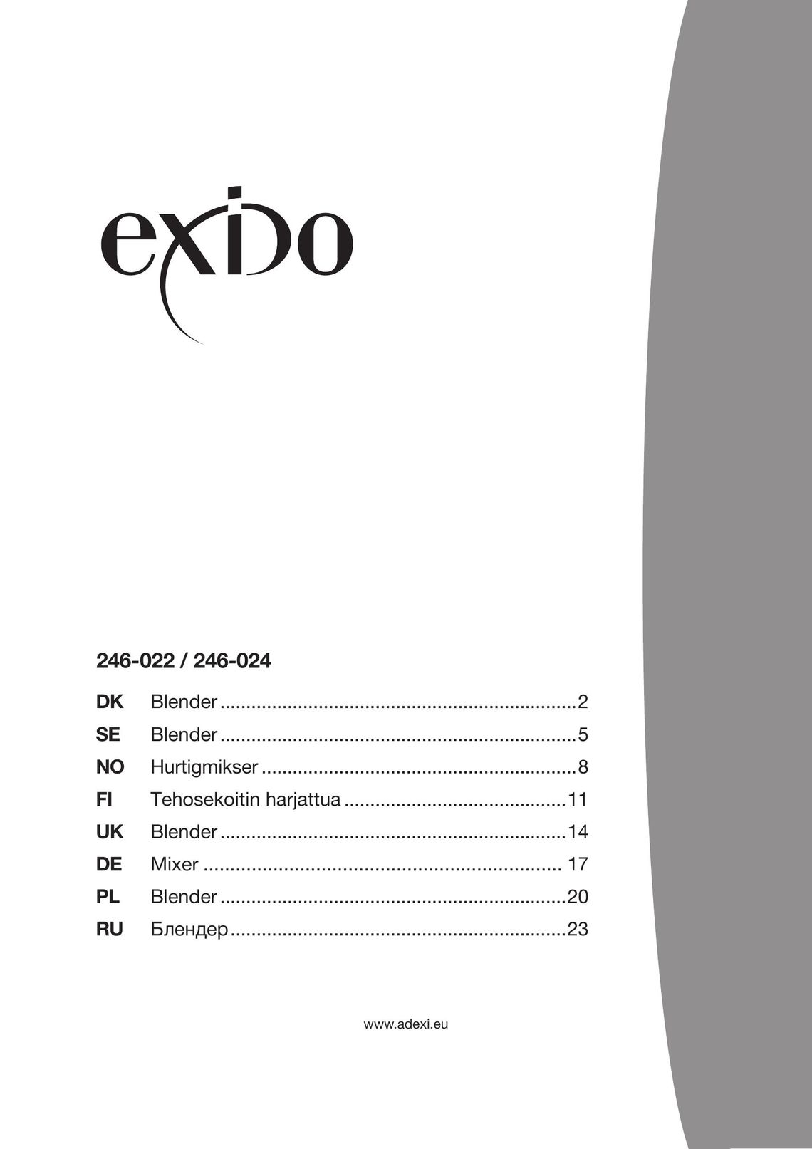 Exido 246-022 Blender User Manual