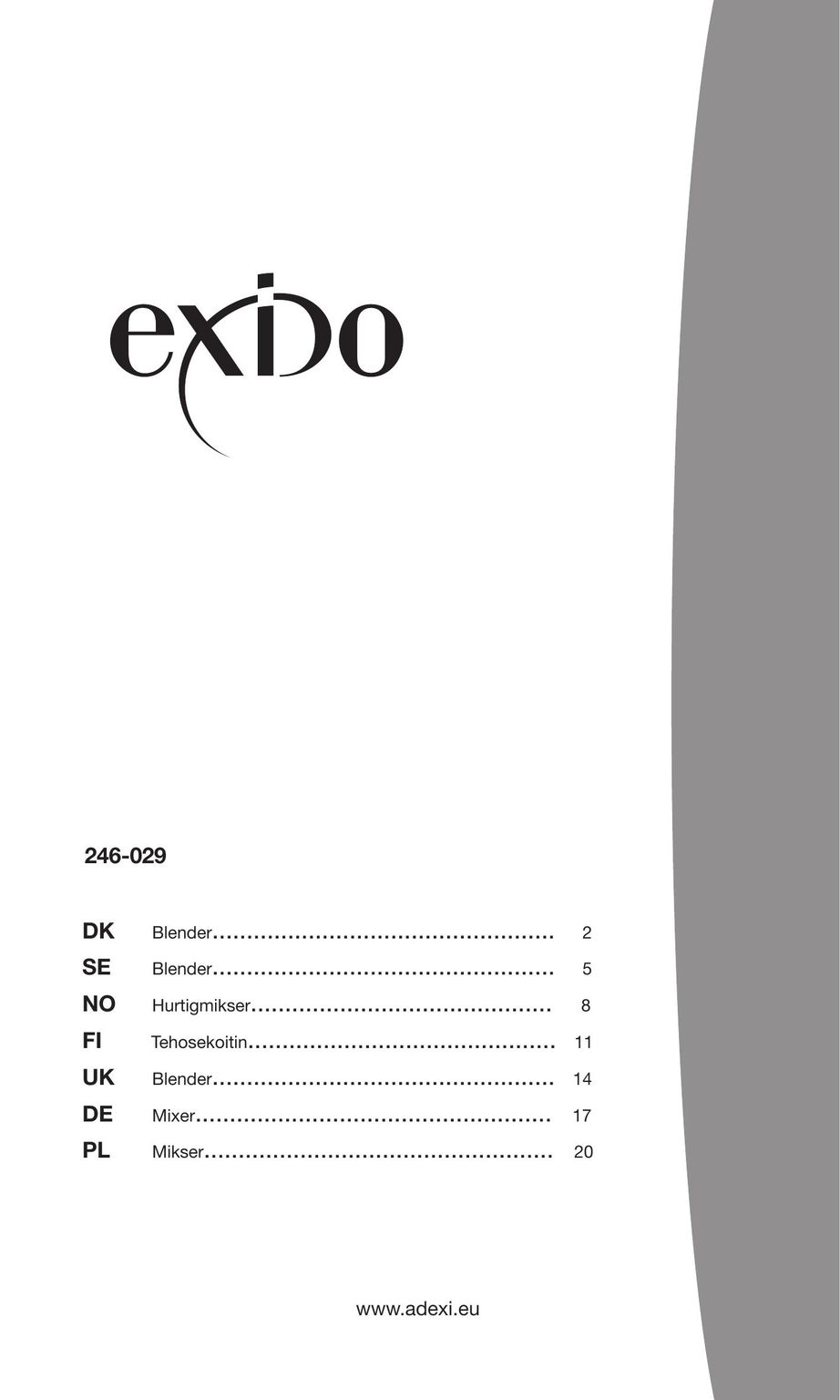 Exido 246-029 Blender User Manual