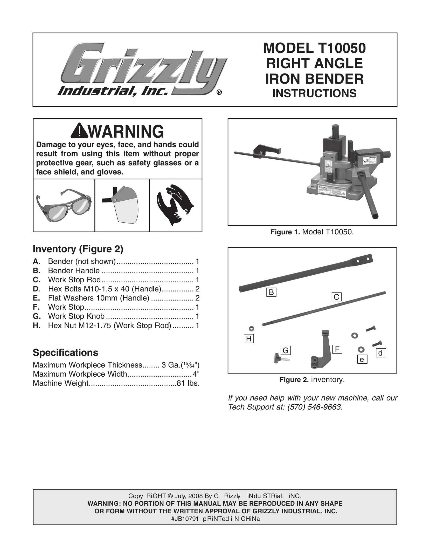 Grizzly T10050 Blender User Manual