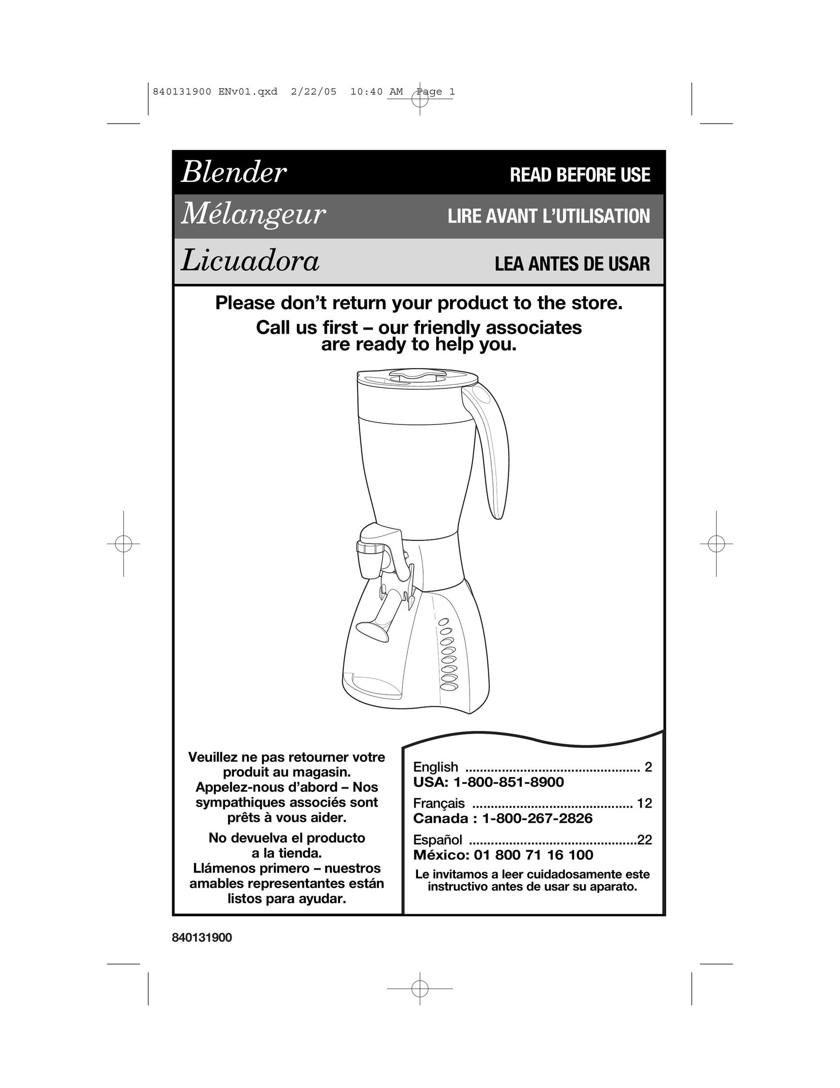 Hamilton Beach 50754C Blender User Manual