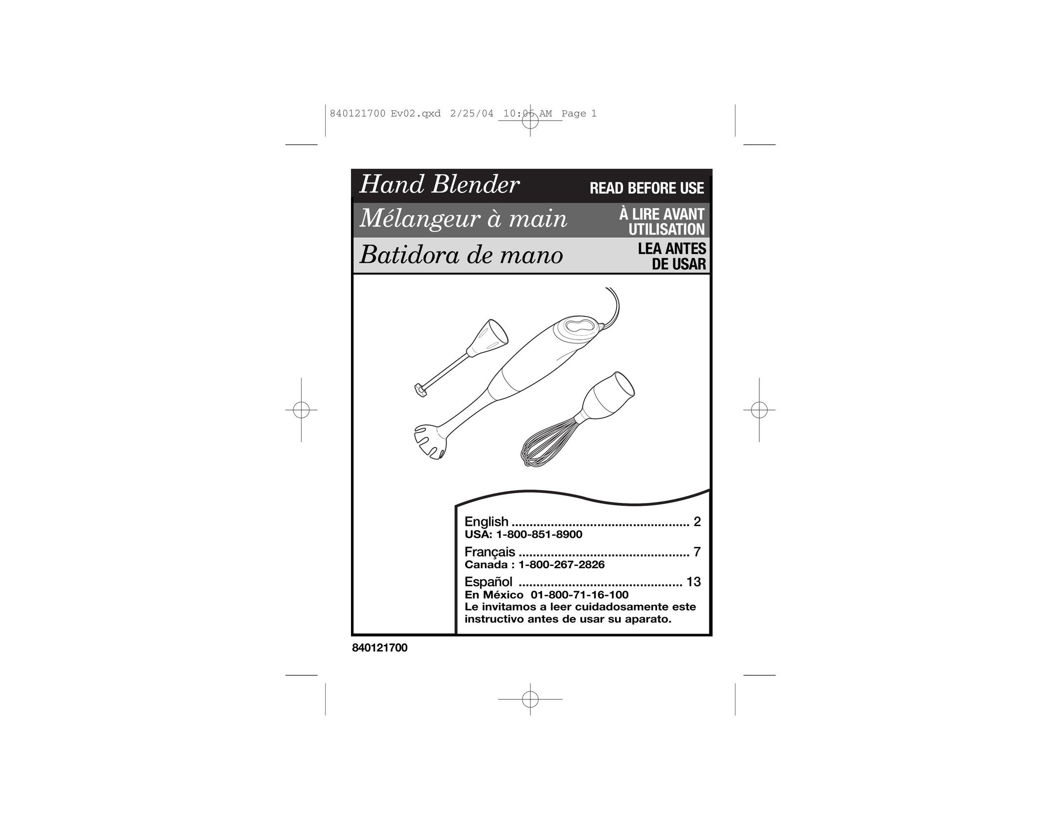 Hamilton Beach 59780 Blender User Manual