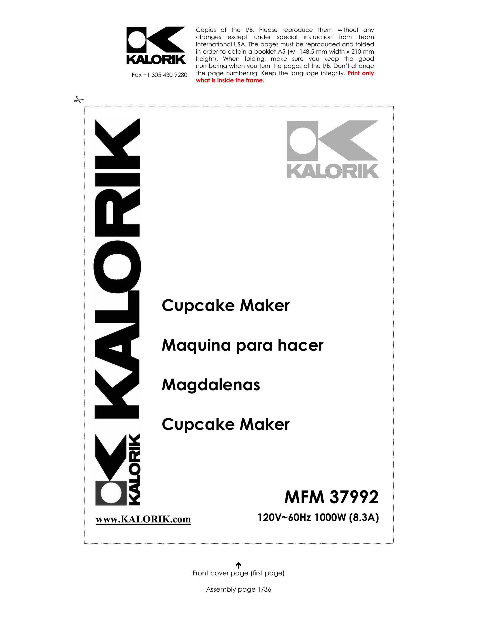 Kalorik MFM 37992 Blender User Manual