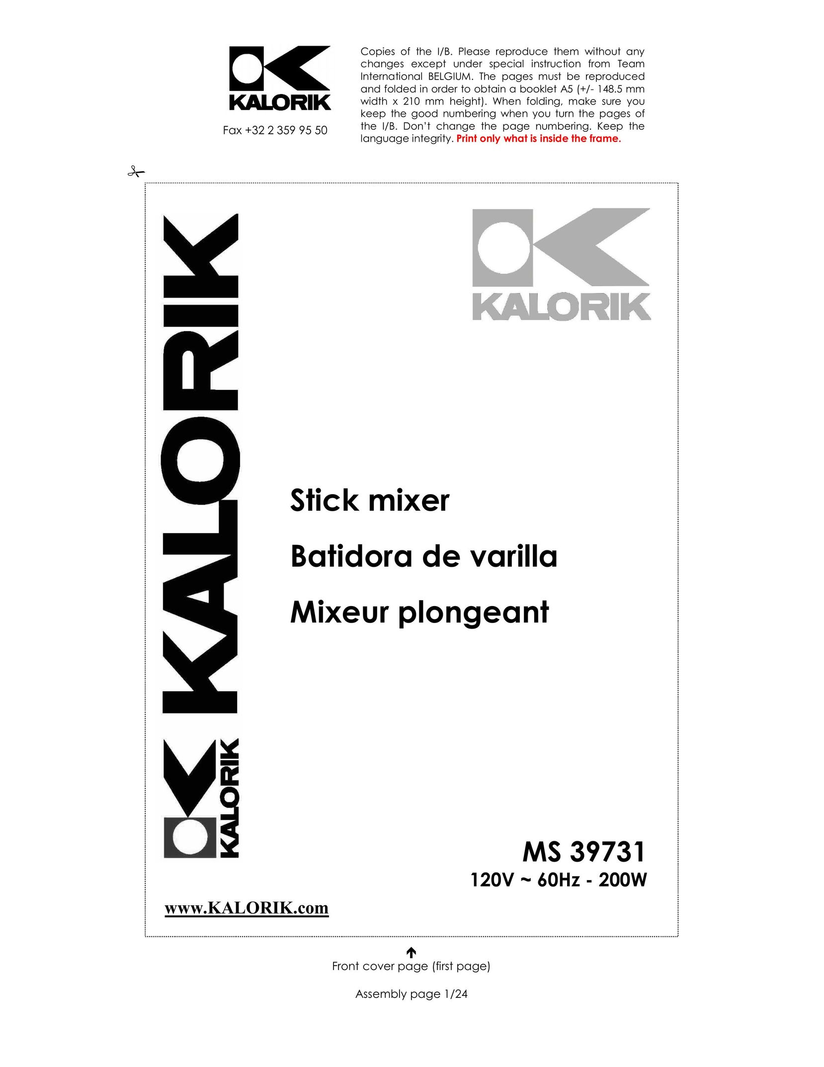 Kalorik MS 39731 Blender User Manual
