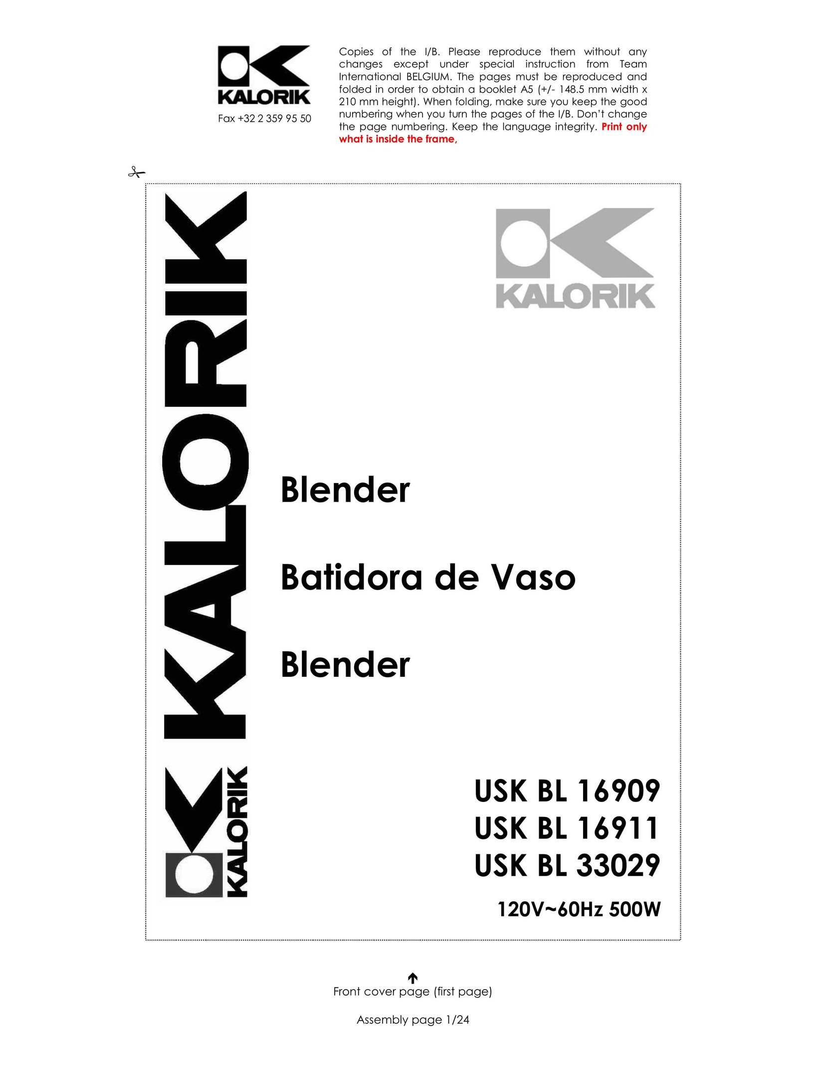 Kalorik USK BL 16909 Blender User Manual