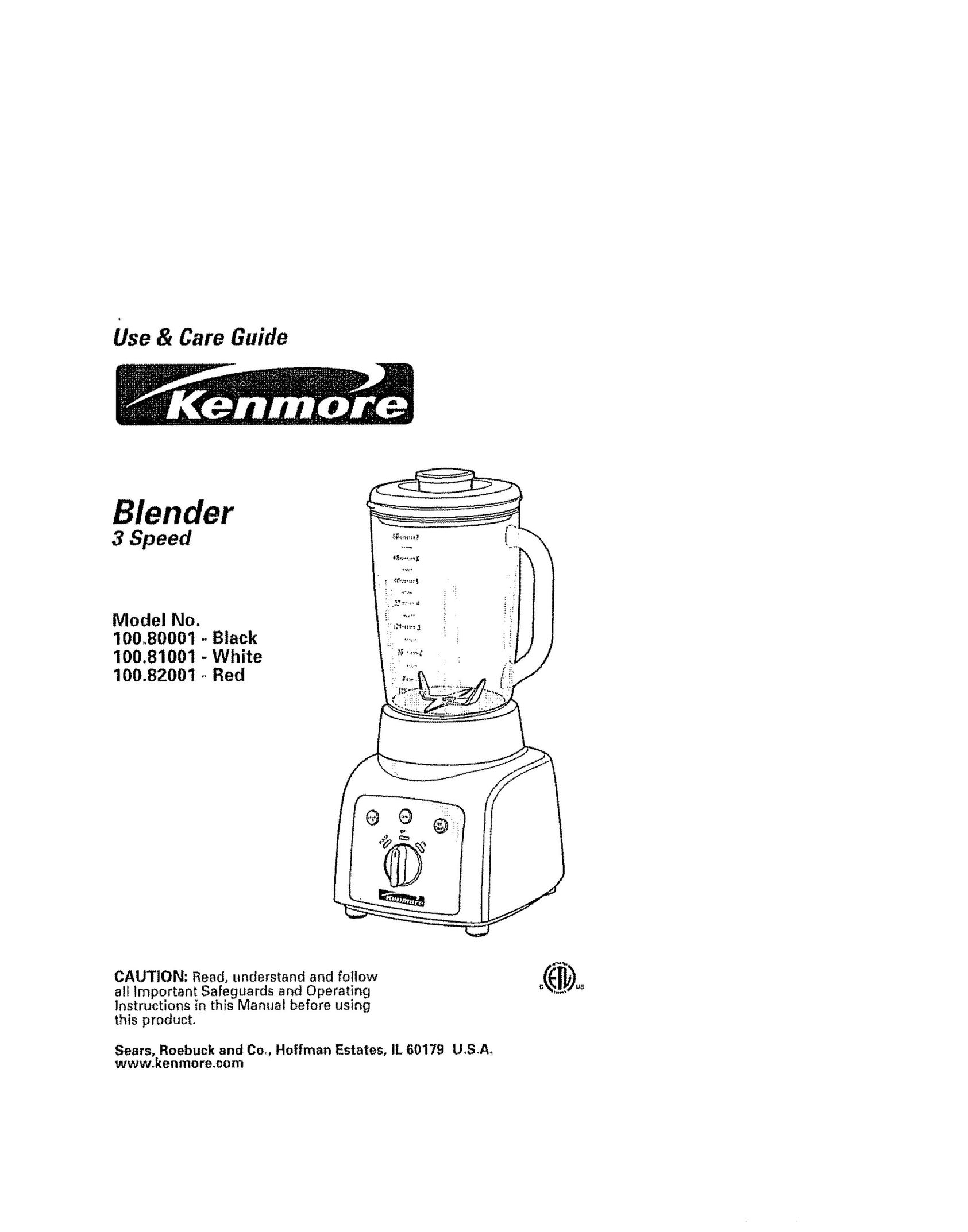 Kenmore 100.81001 Blender User Manual