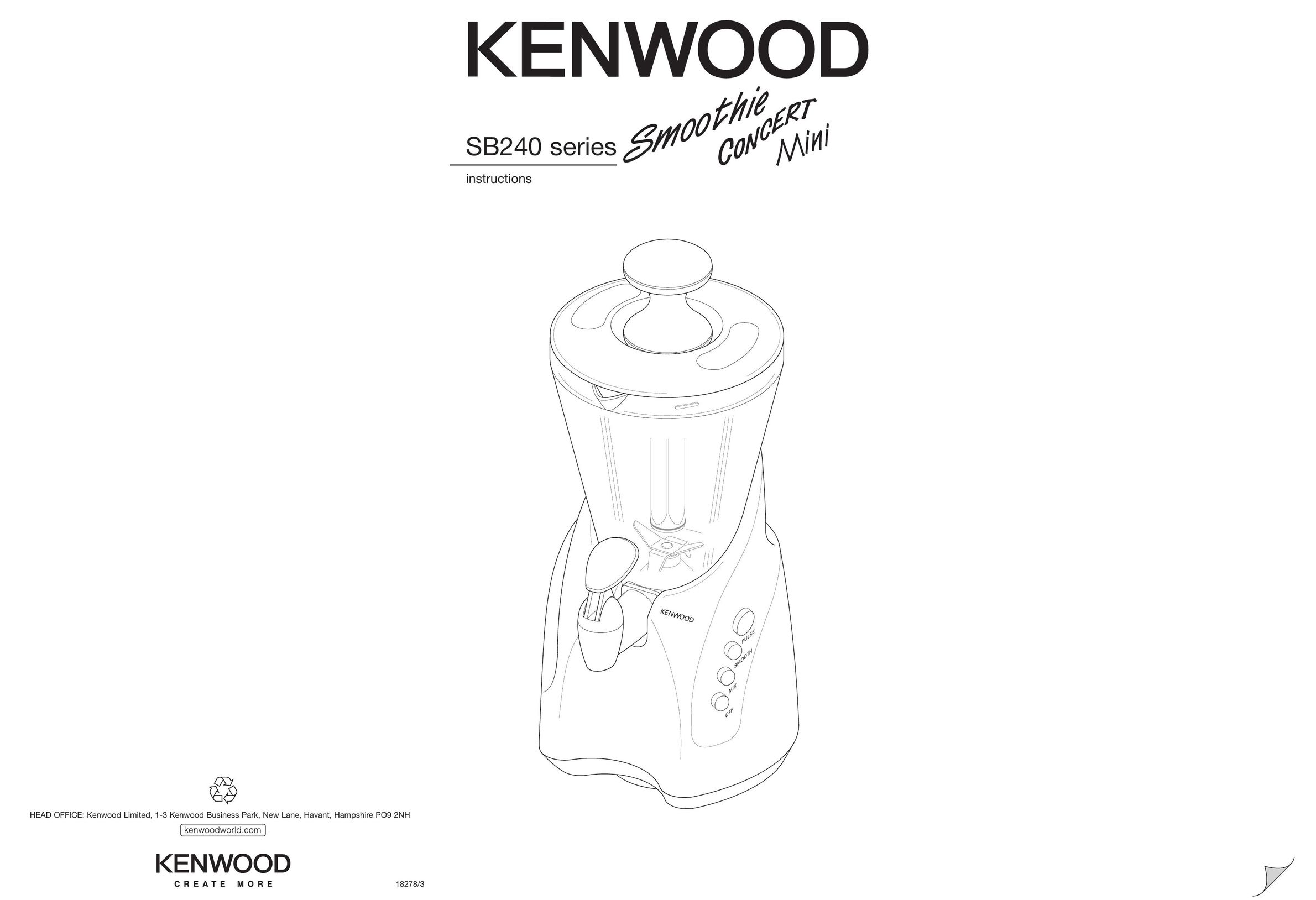 Kenwood SB240 Blender User Manual