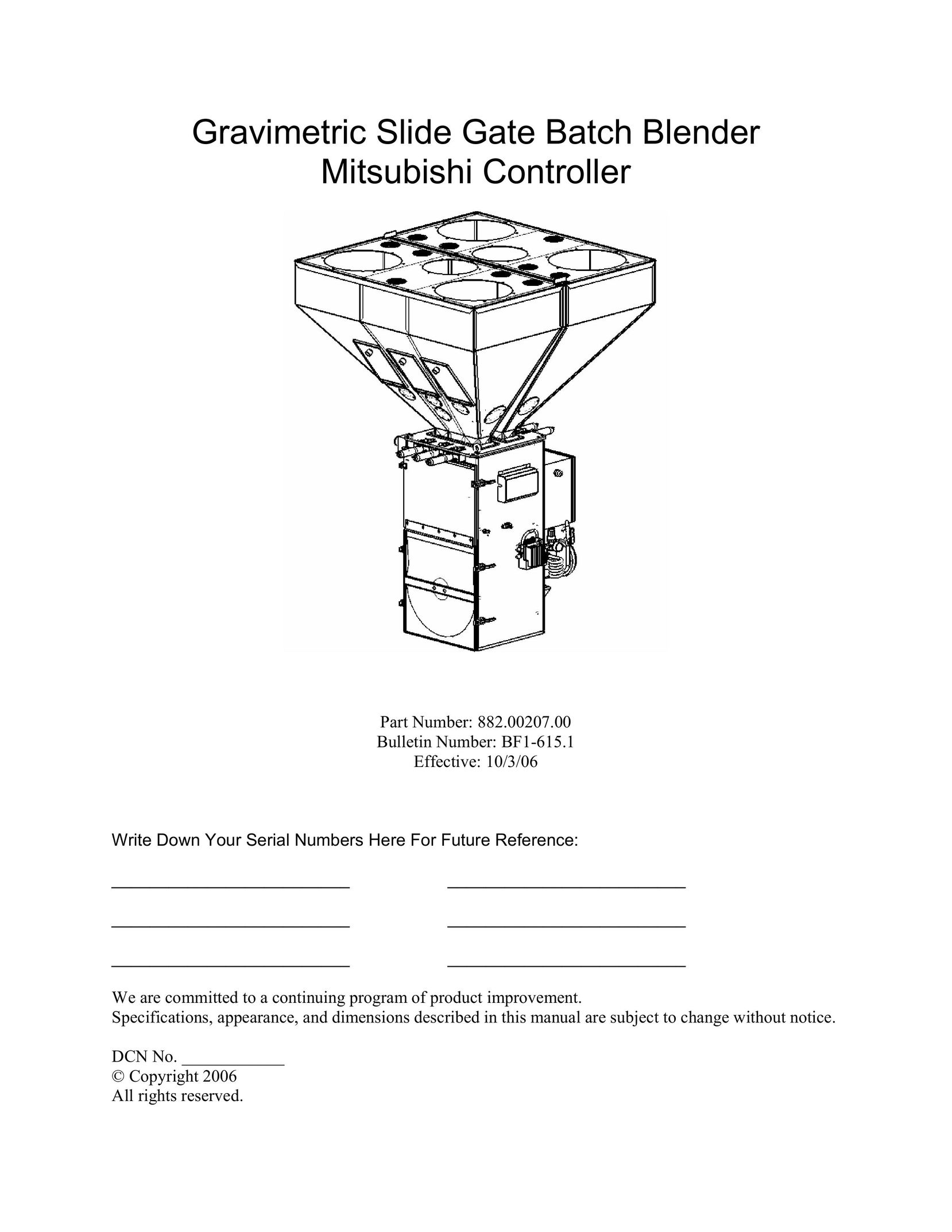 Mitsubishi Electronics 882.00207.00 Blender User Manual