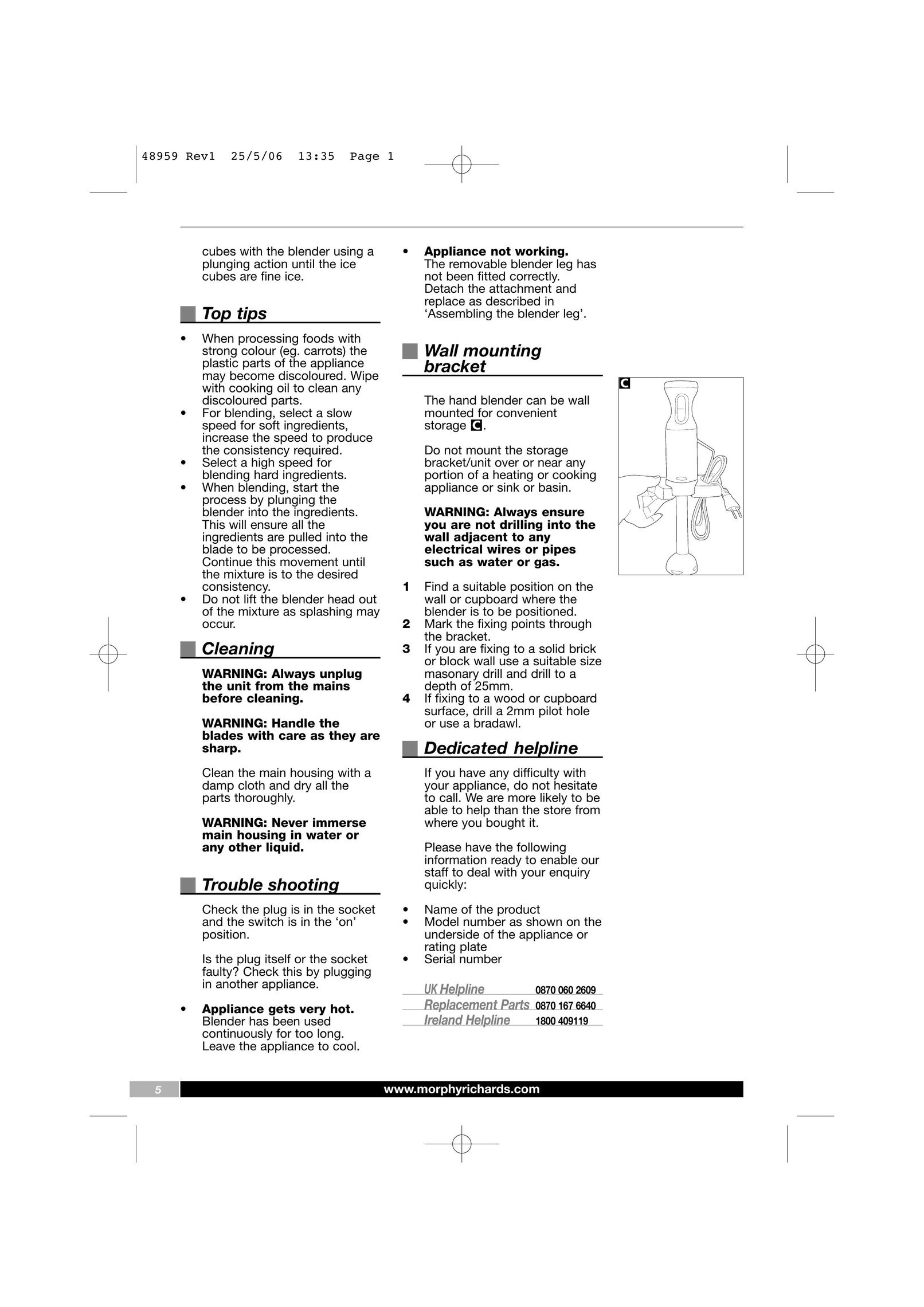 Morphy Richards 48959 Blender User Manual