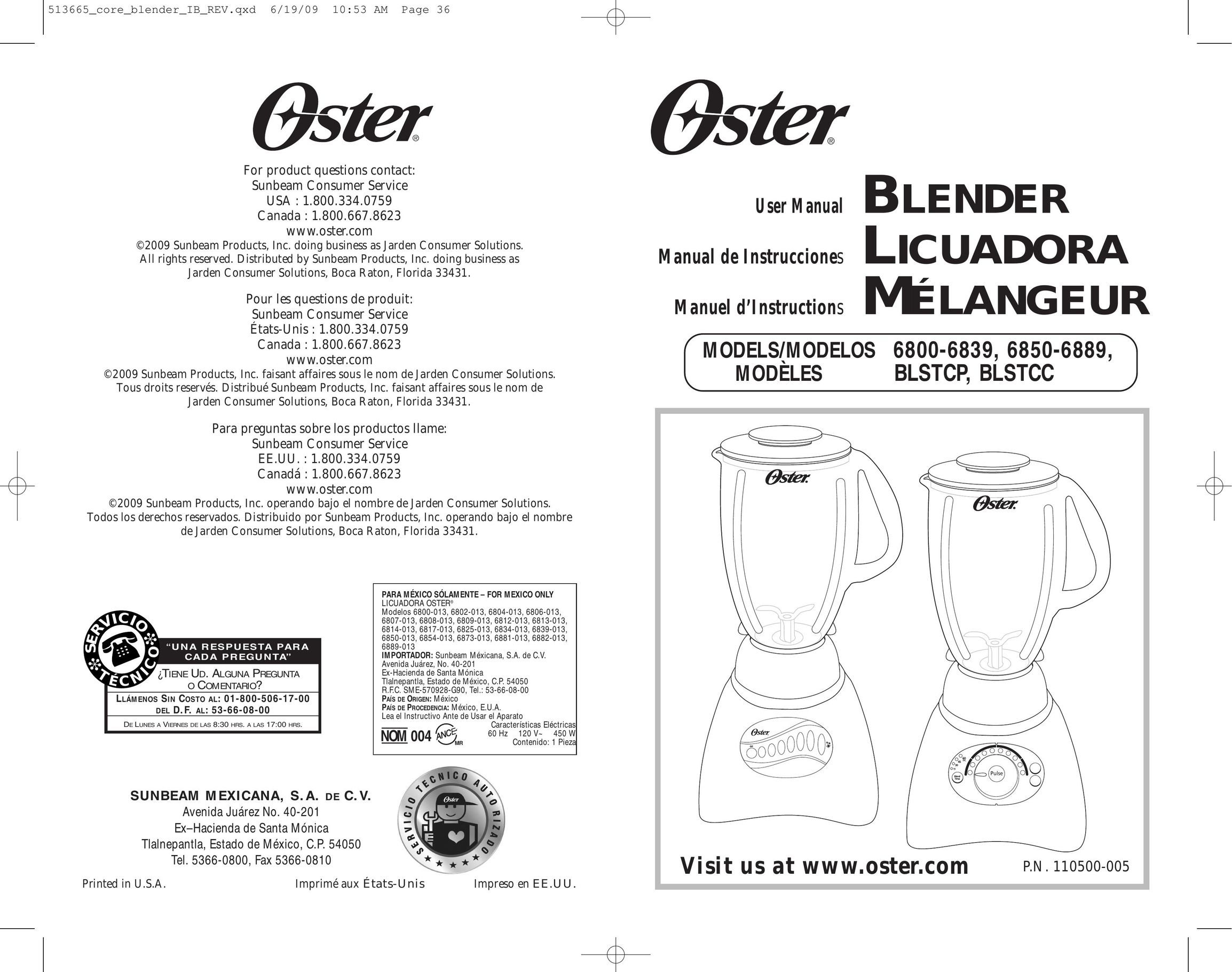 Oster 6800-6839 Blender User Manual