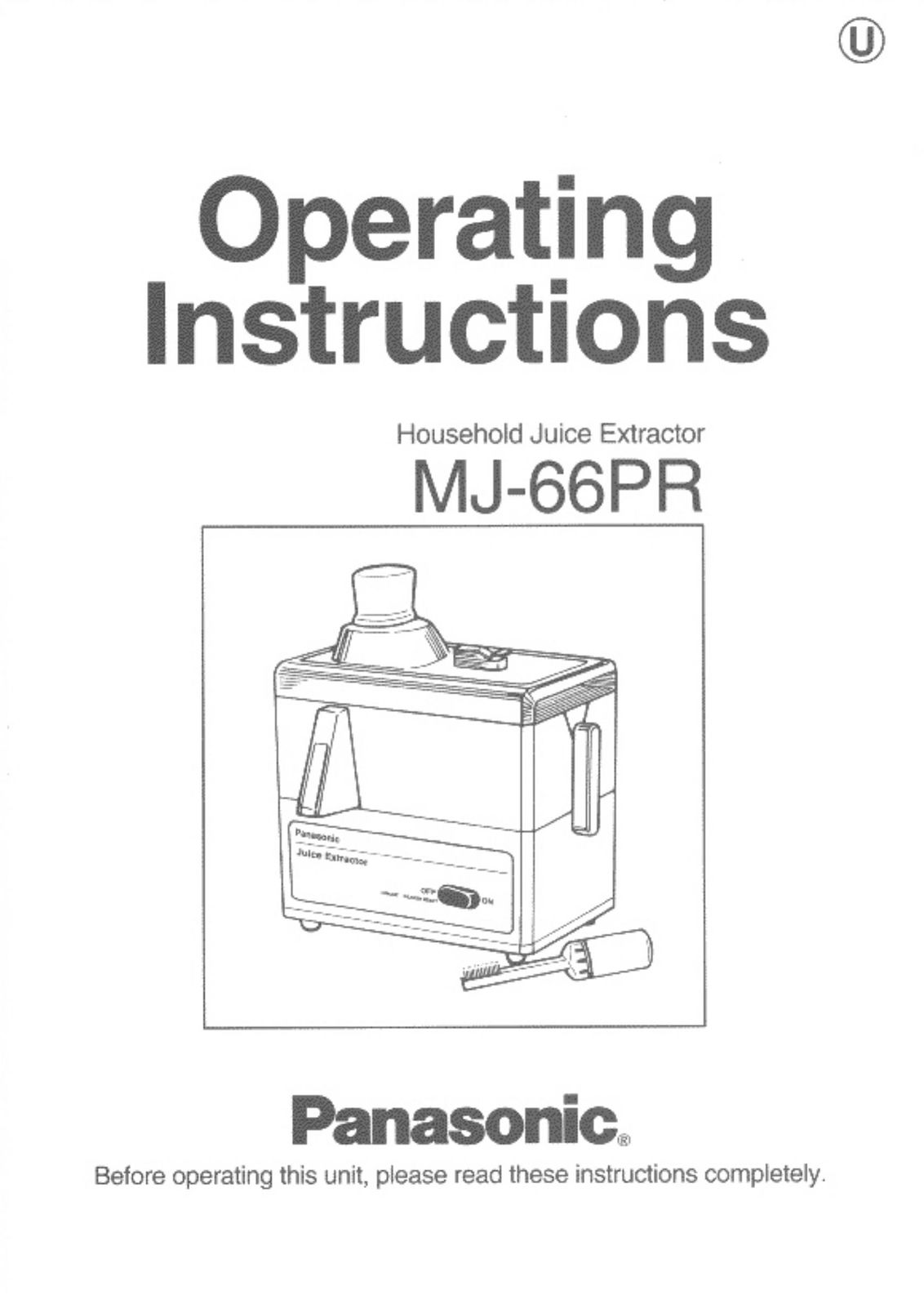 Panasonic MJ66PR Blender User Manual