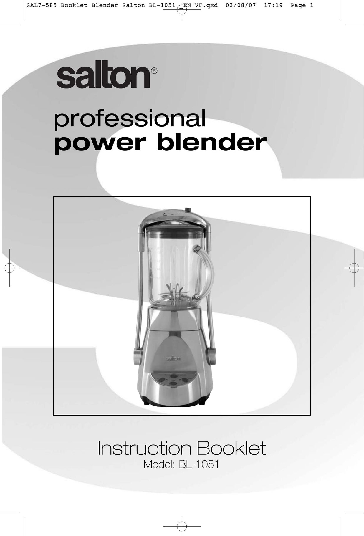 Salton BL-1051 Blender User Manual
