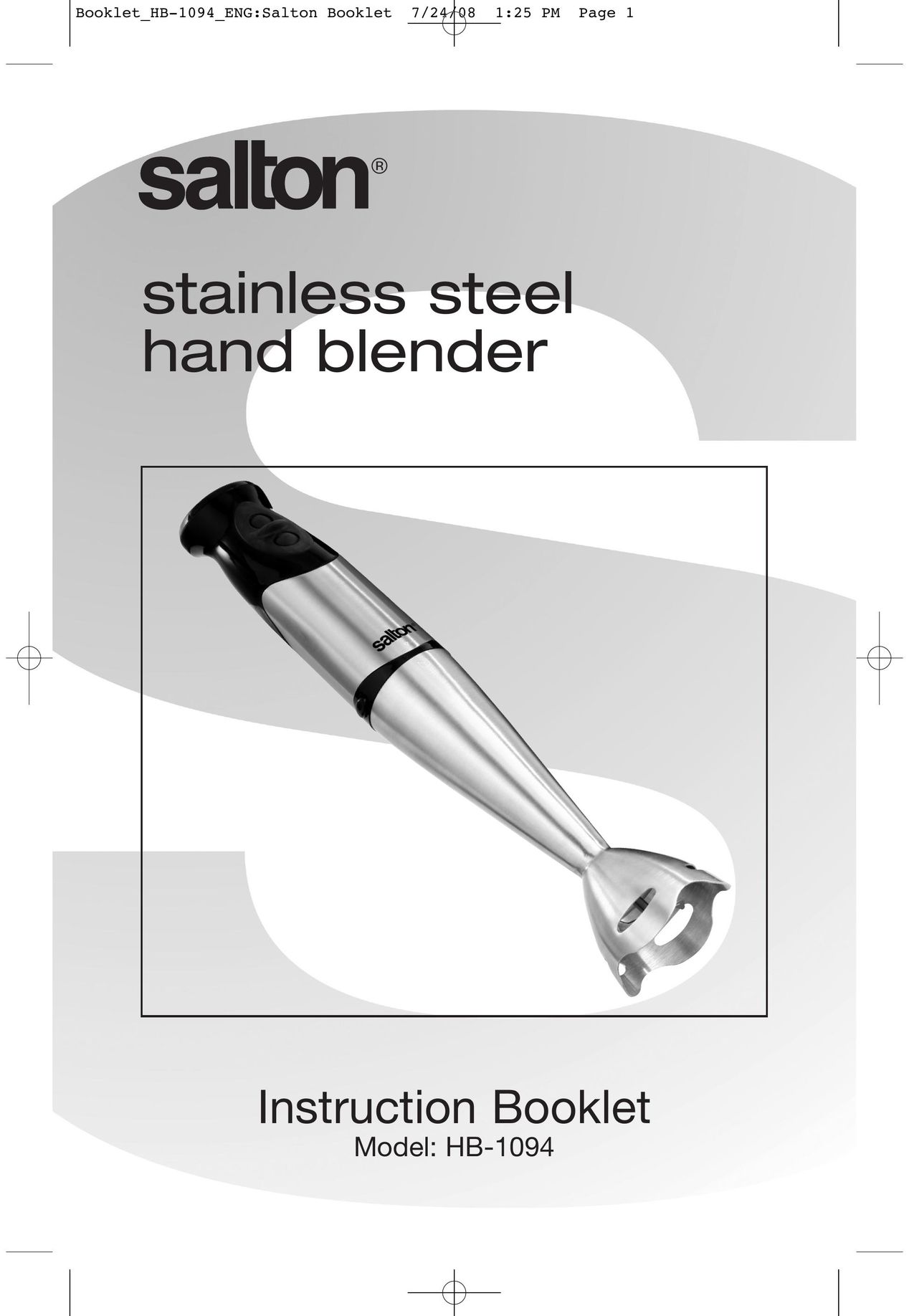 Salton HB-1094 Blender User Manual