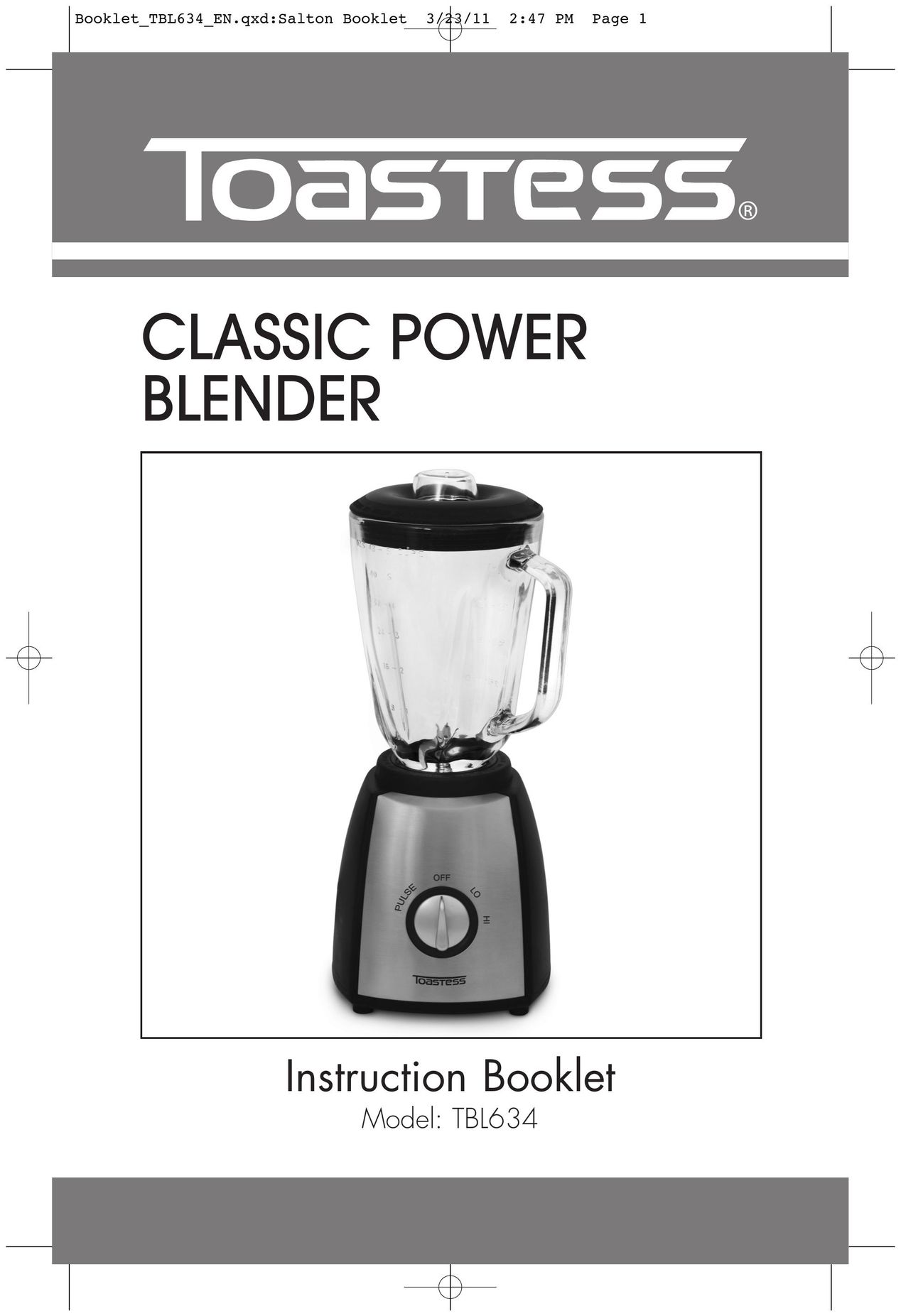 Toastess TBL634 Blender User Manual