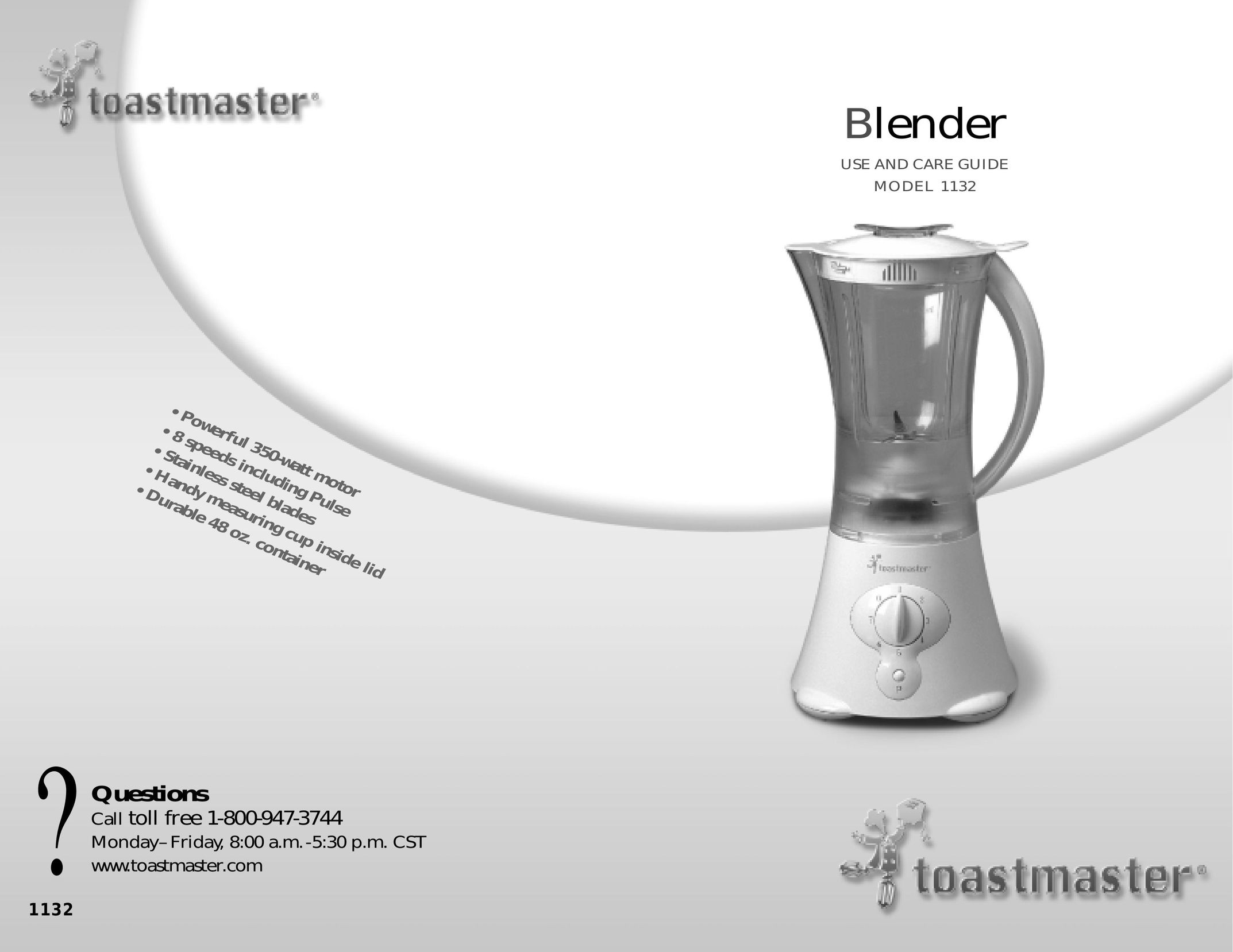 Toastmaster 1132 Blender User Manual