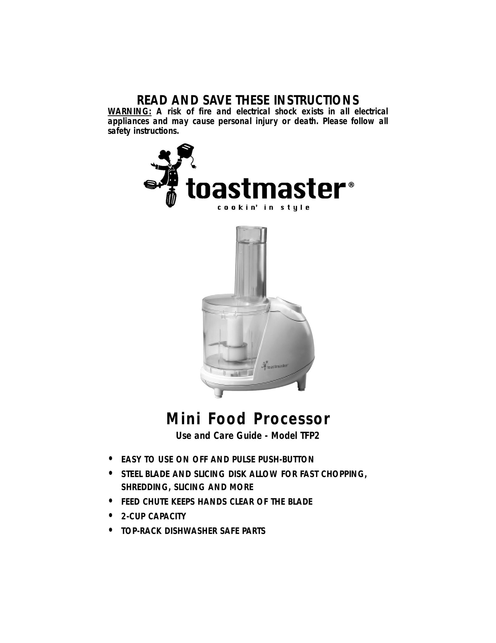Toastmaster TFP2 Blender User Manual