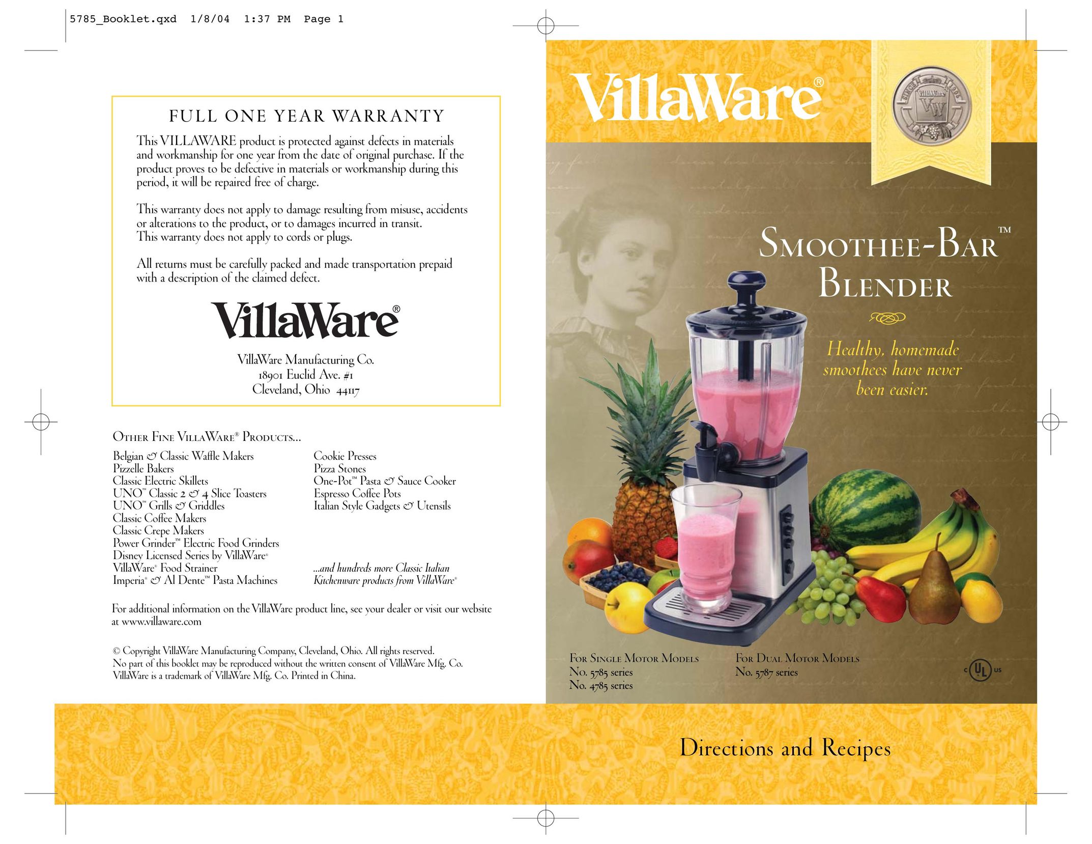 Villaware 5785 Blender User Manual