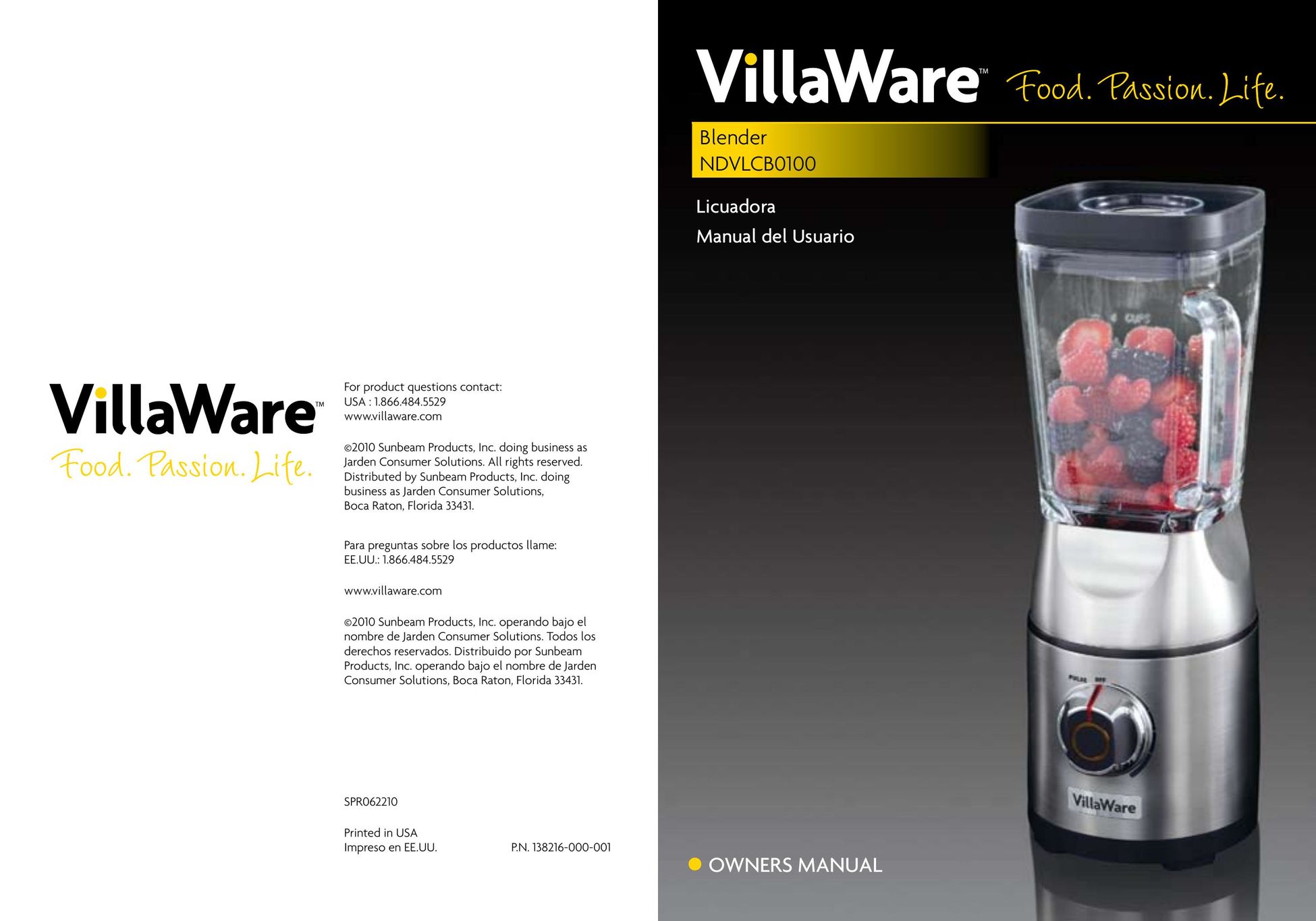 Villaware NDVLCB0100 Blender User Manual