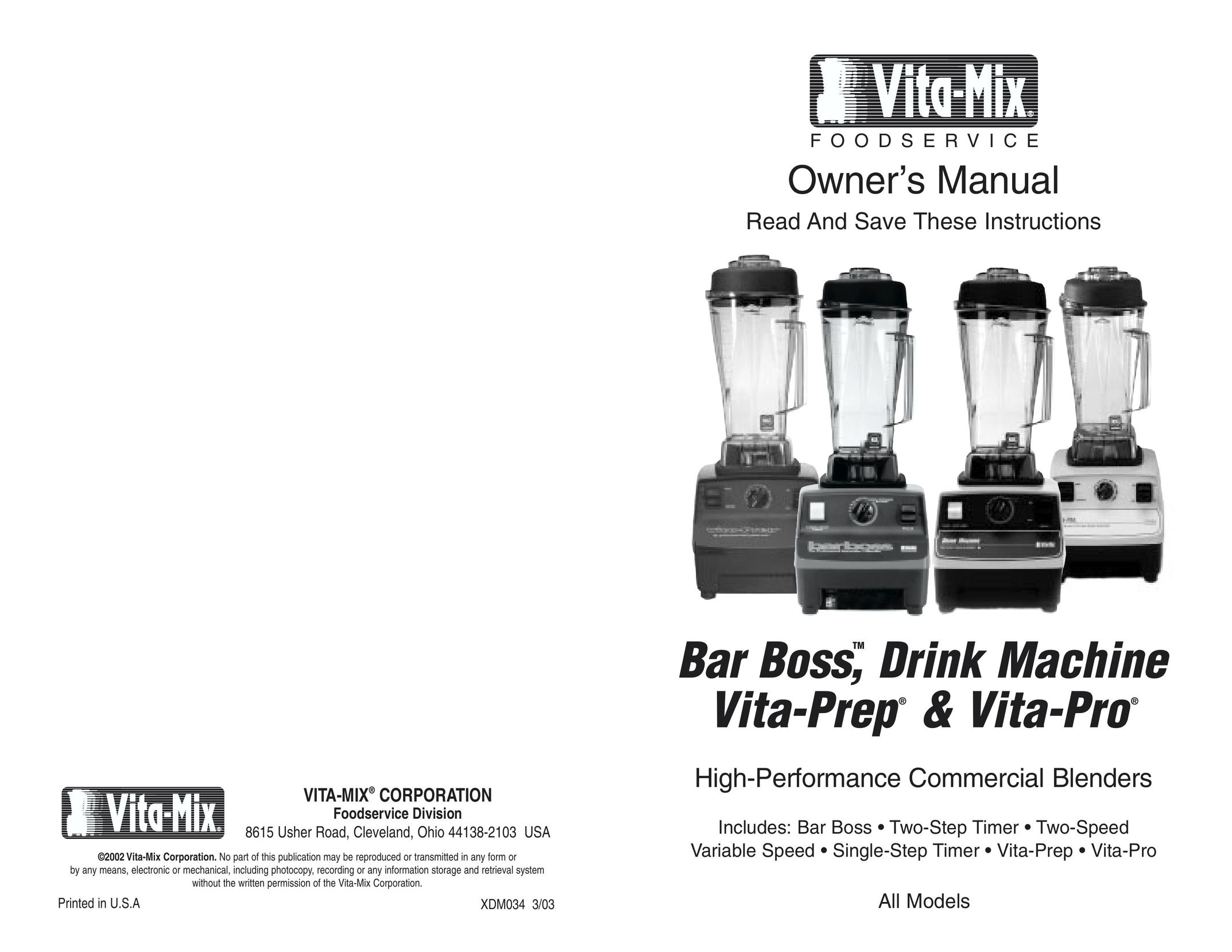Vita-Mix High-Performance Commercial Blenders Blender User Manual