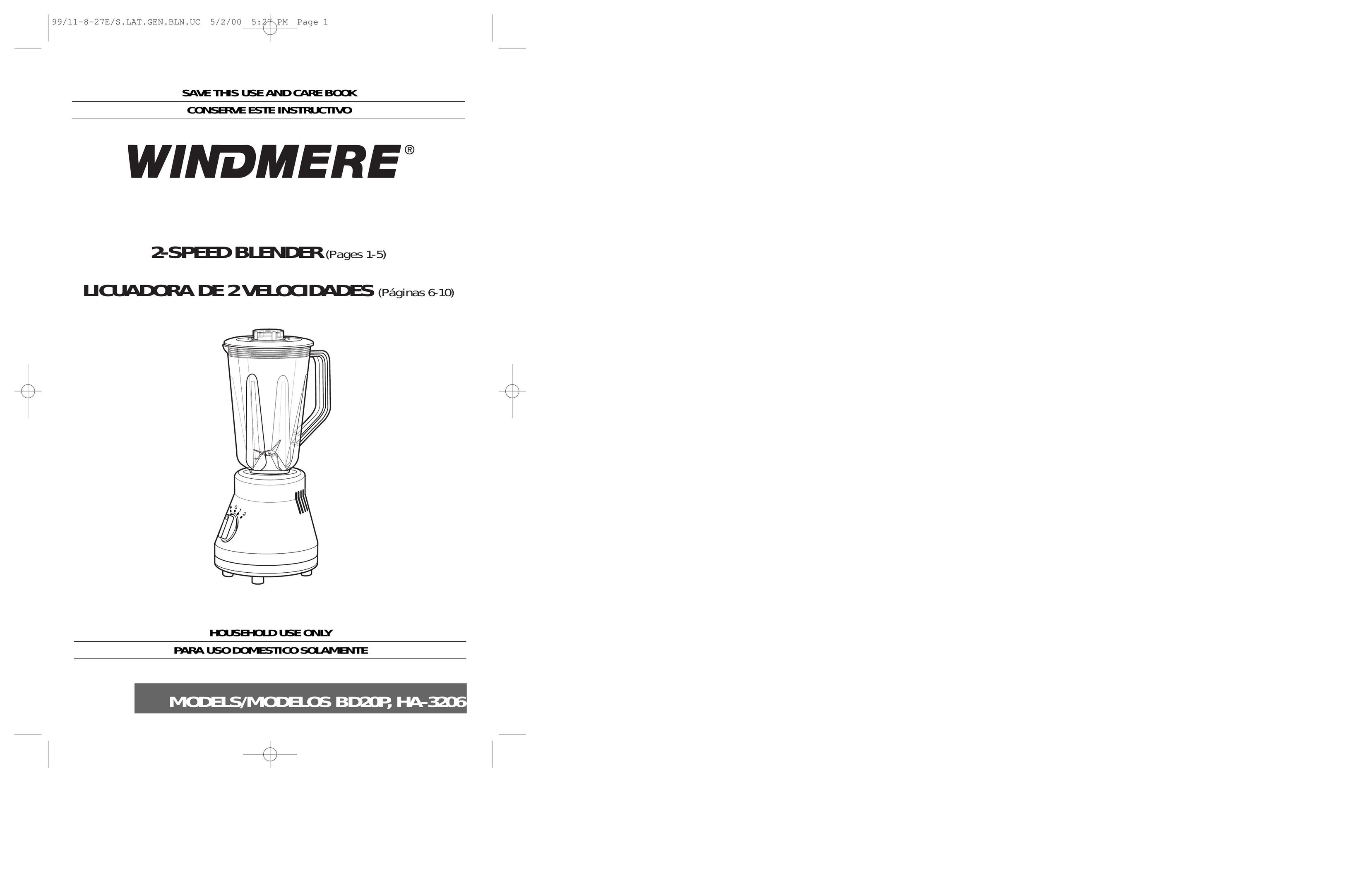 Windmere BD20P Blender User Manual