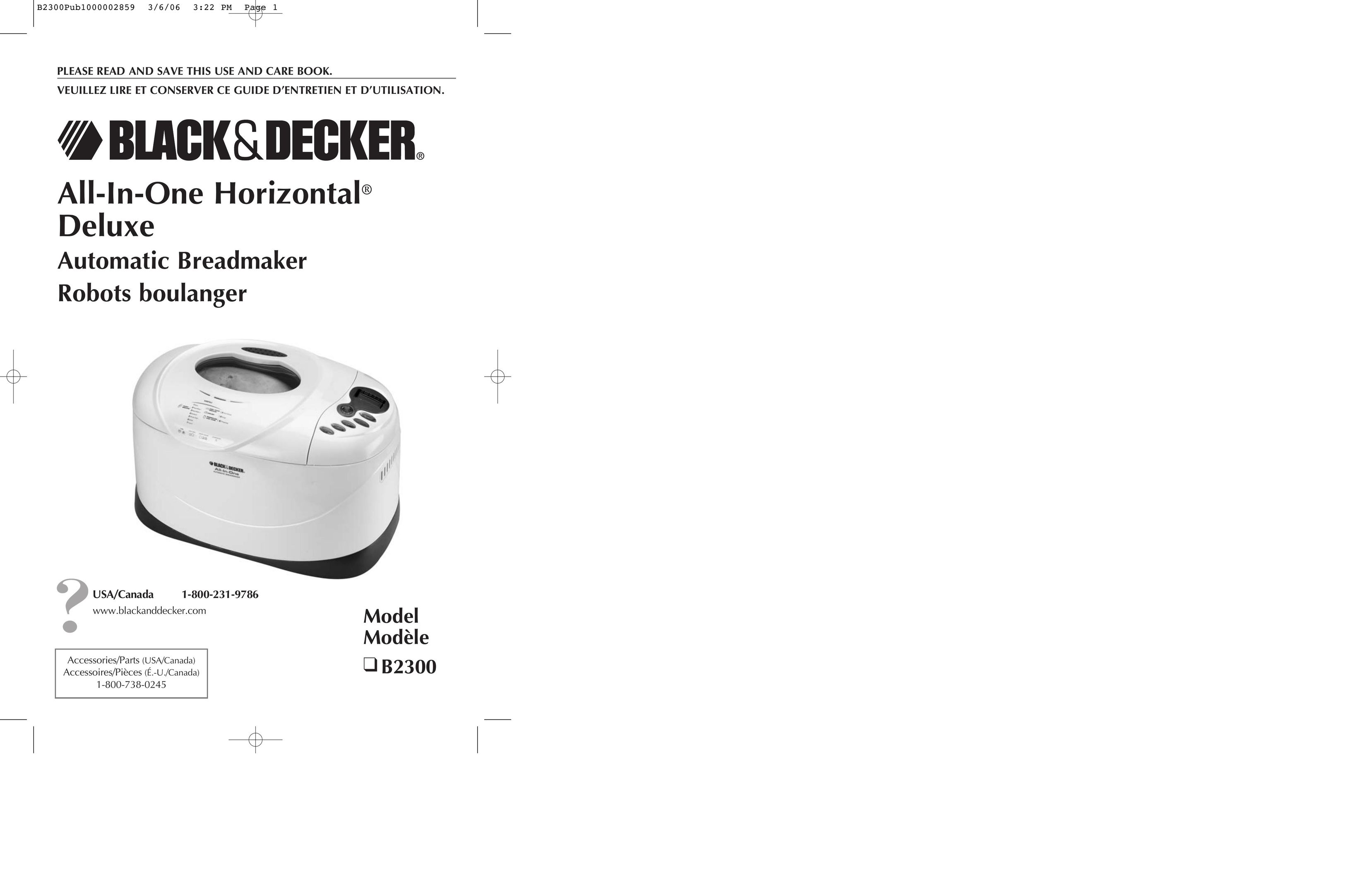 Black & Decker B2300 Bread Maker User Manual