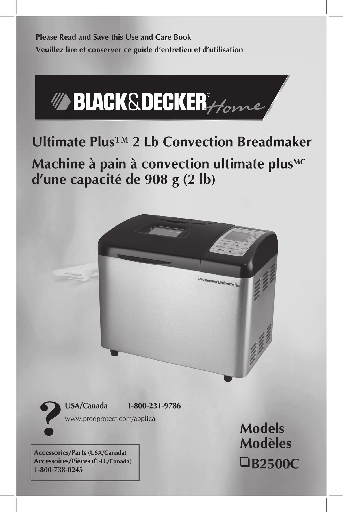 Black & Decker B2500C Bread Maker User Manual
