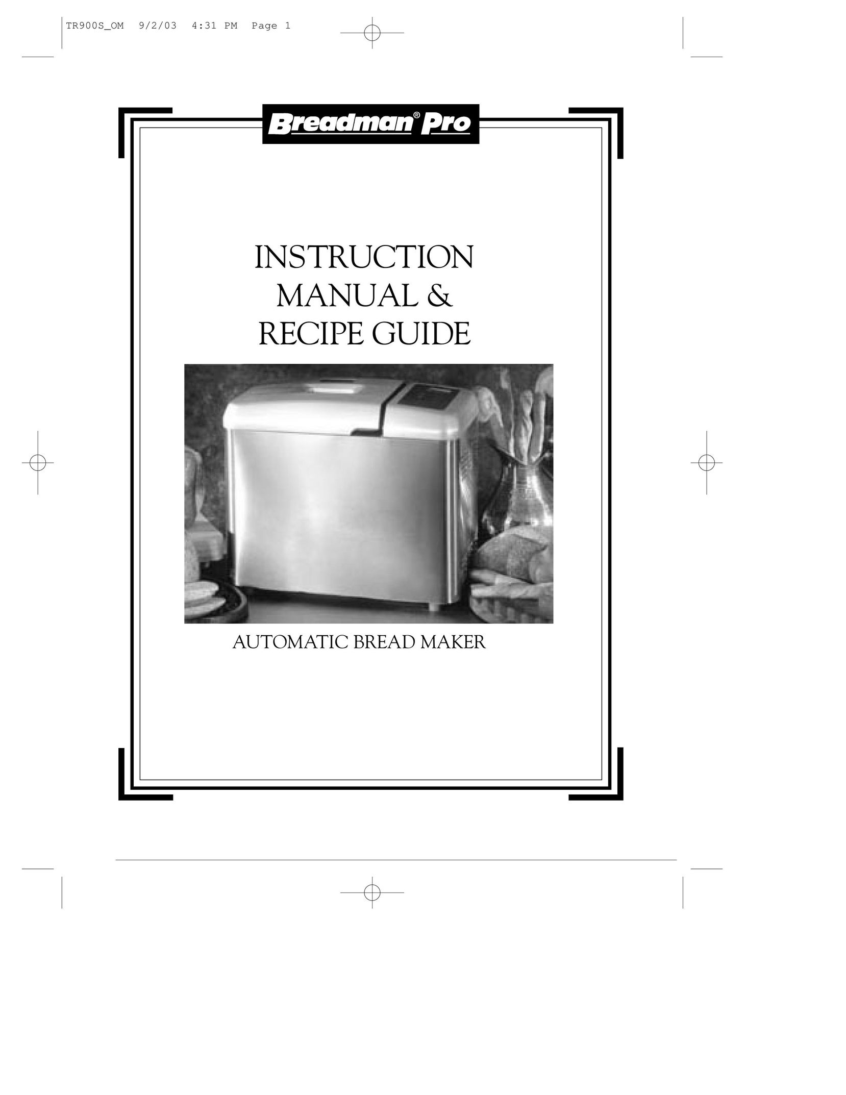 Breadman TR900S_OM Bread Maker User Manual