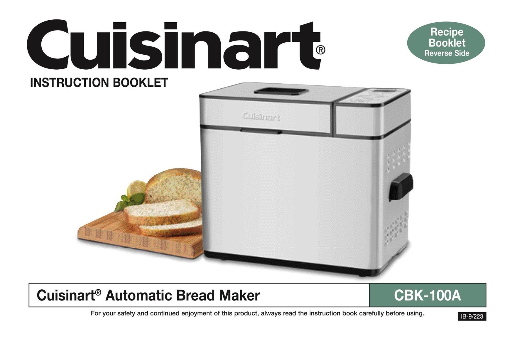 Cuisinart CBK-100A Bread Maker User Manual
