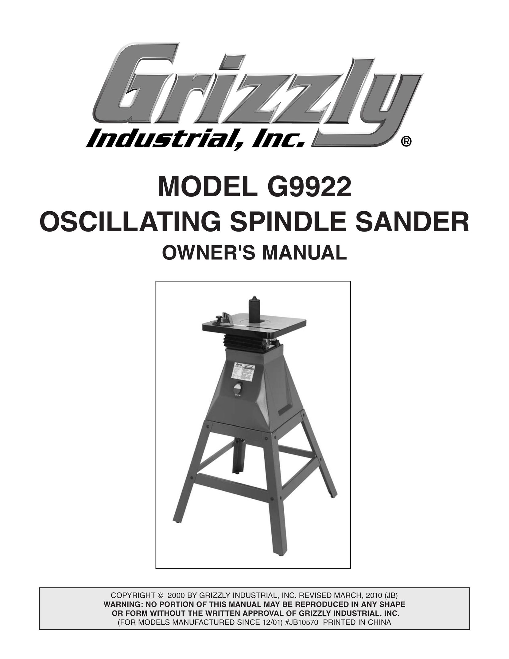 Grizzly G9922 Bread Maker User Manual