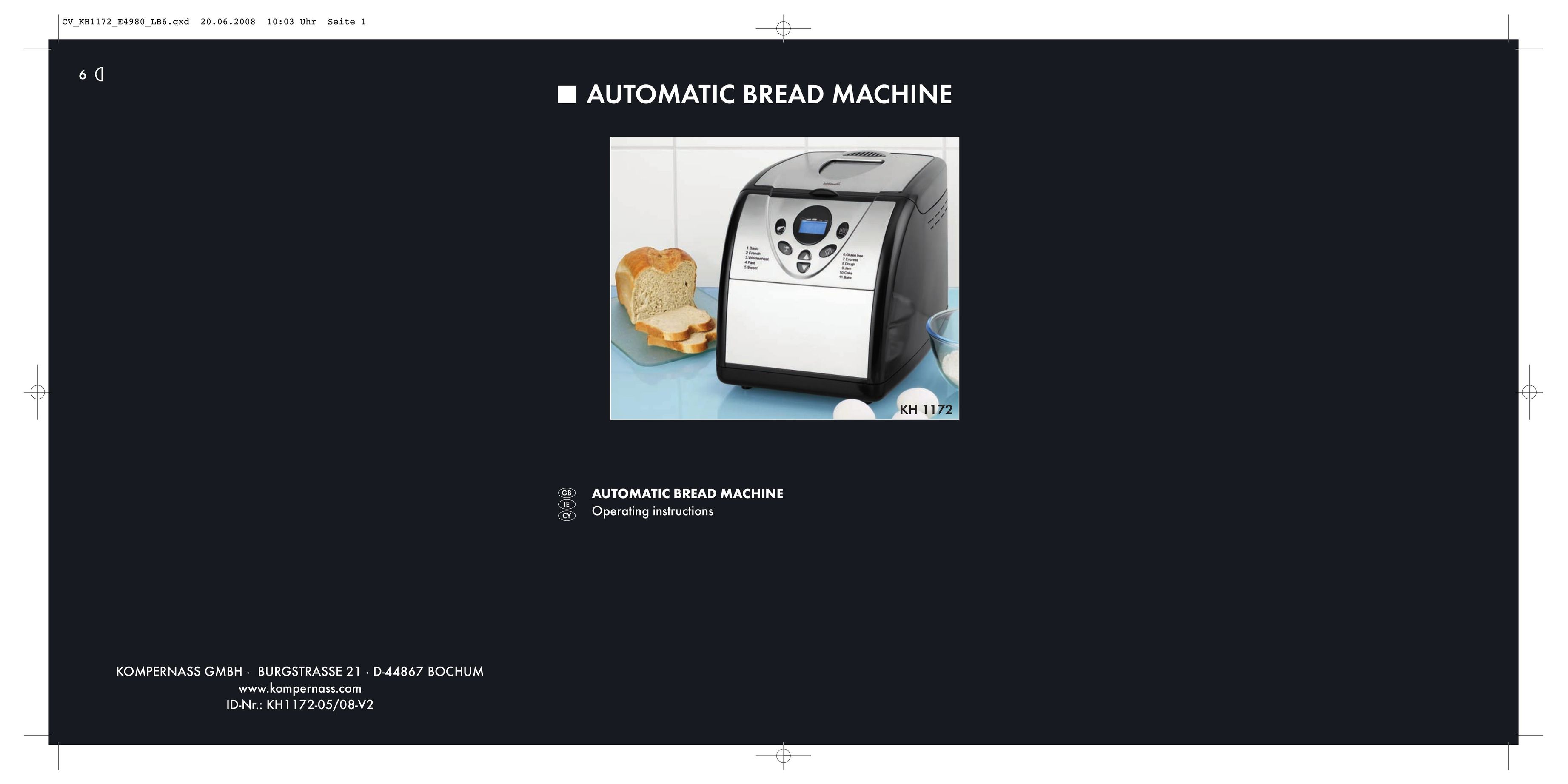Kompernass KH 1172 Bread Maker User Manual