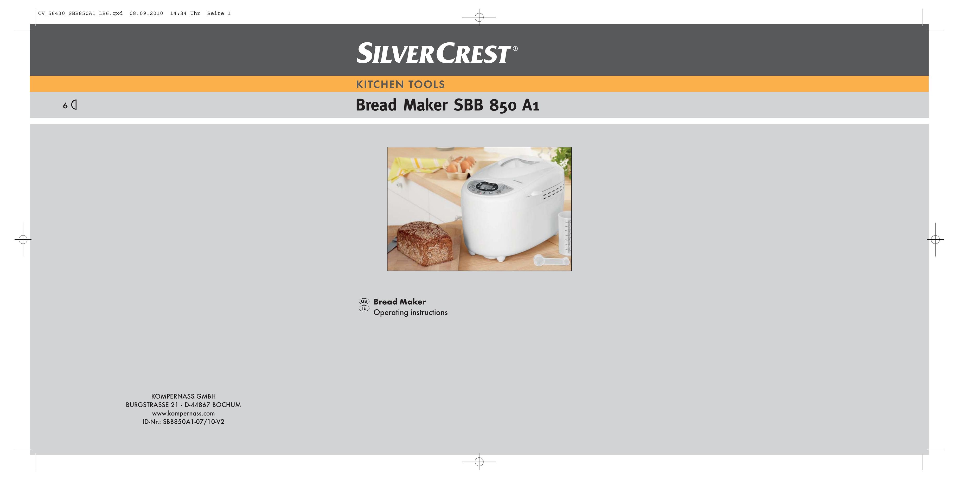 Kompernass SBB 850 A1 Bread Maker User Manual