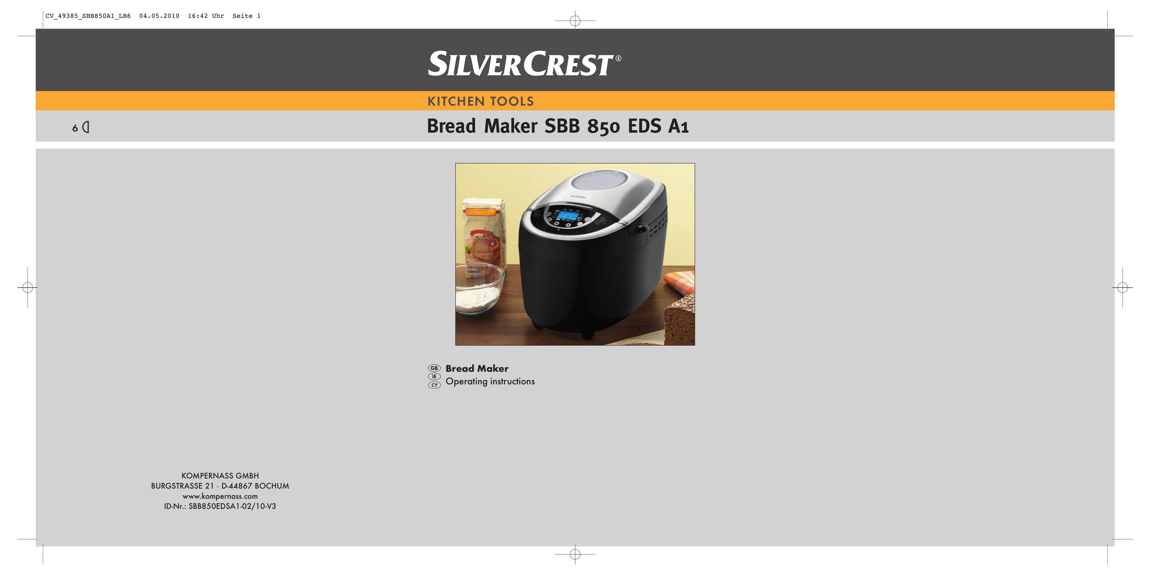 Kompernass SBB 850 EDS A1 Bread Maker User Manual