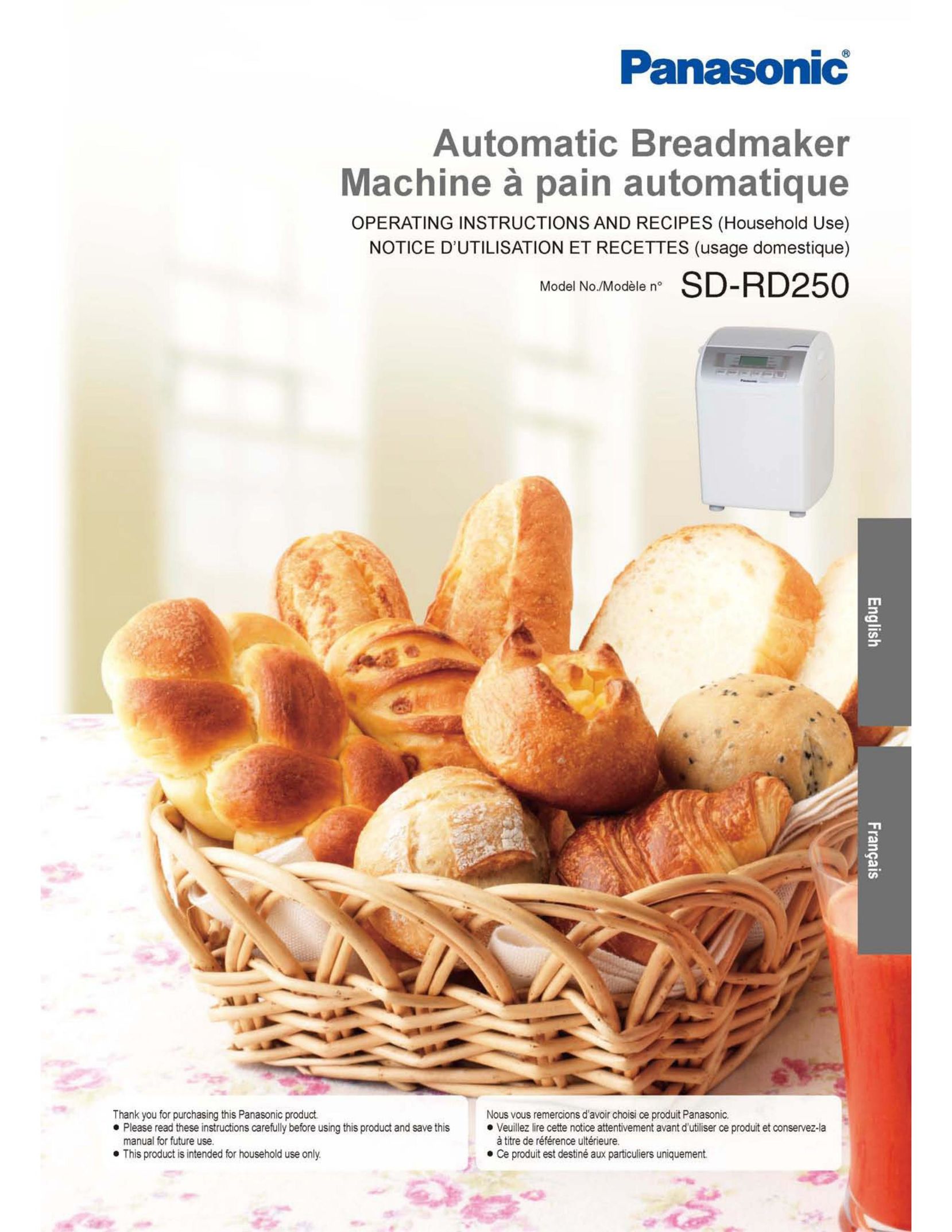Panasonic SD-RD250 Bread Maker User Manual