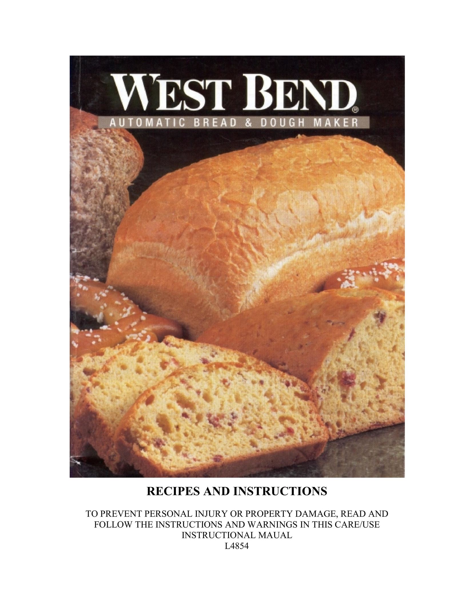West Bend L4854 Bread Maker User Manual