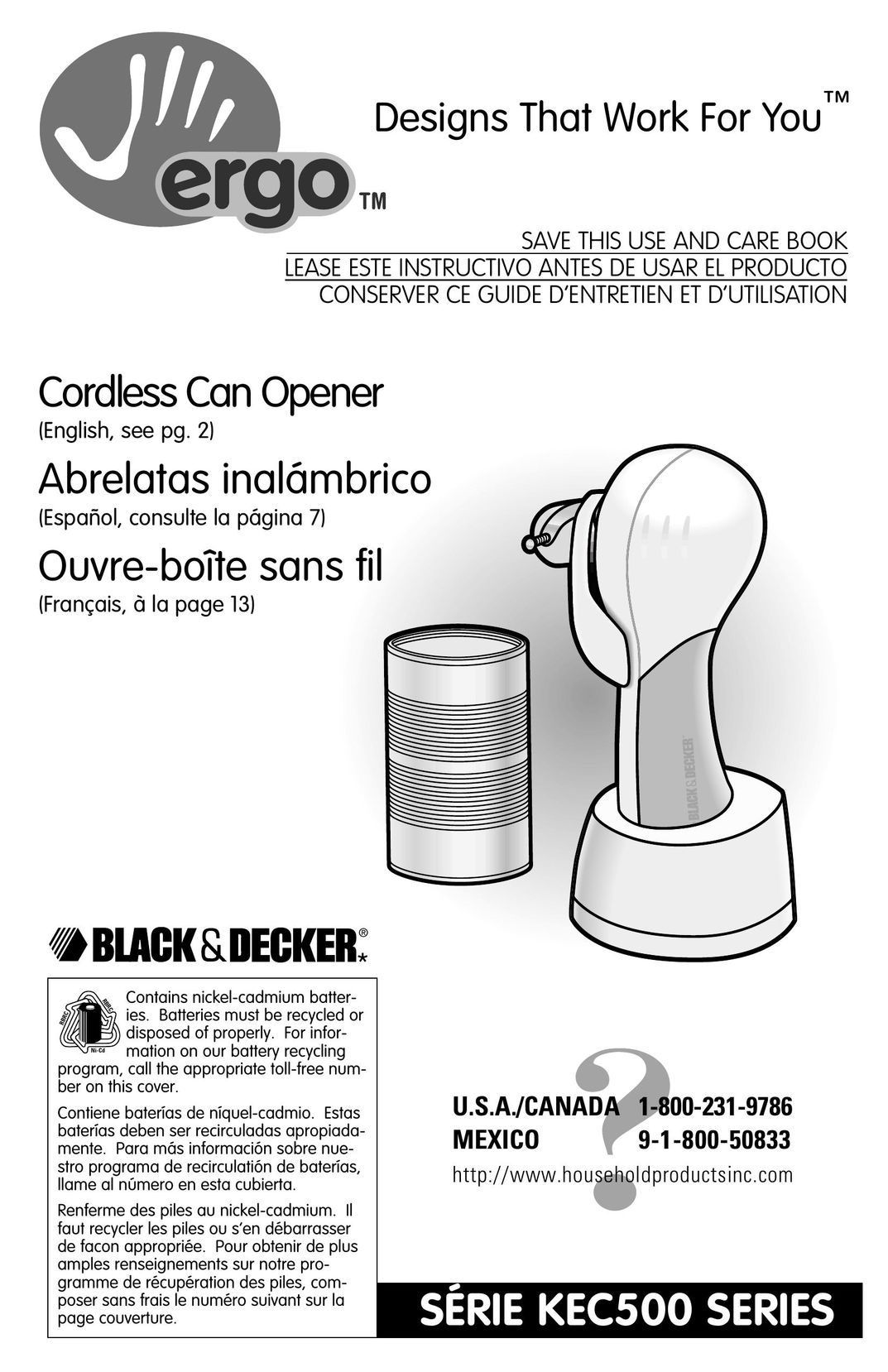 Black & Decker KEC500 Can Opener User Manual