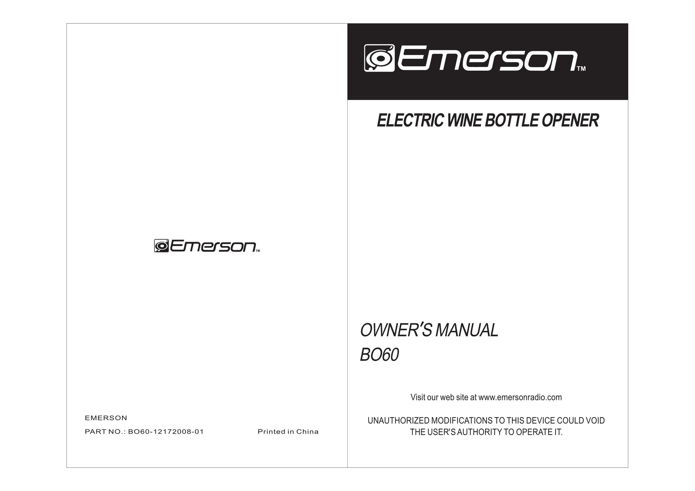 Emerson BO60 Can Opener User Manual