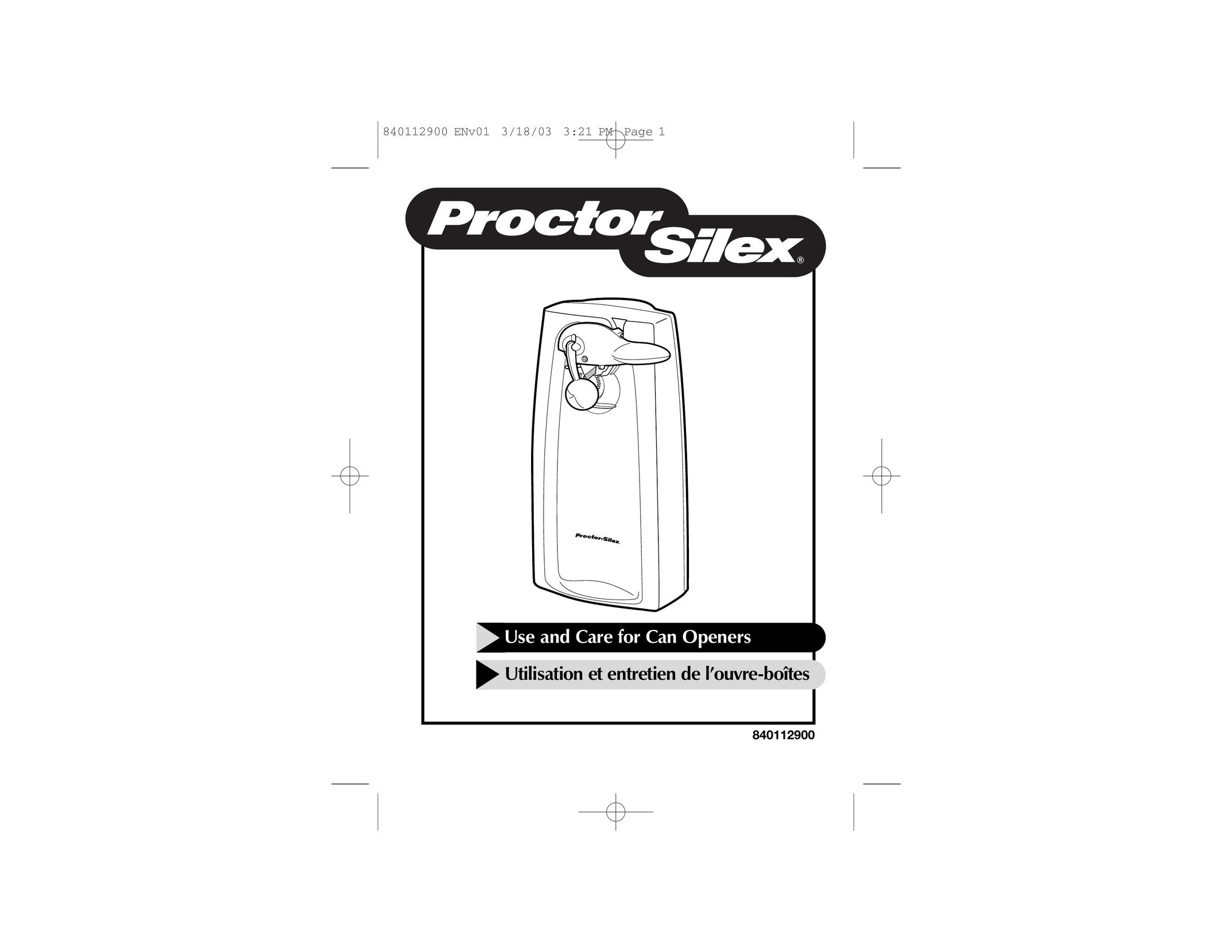 Proctor-Silex 75217 Can Opener User Manual