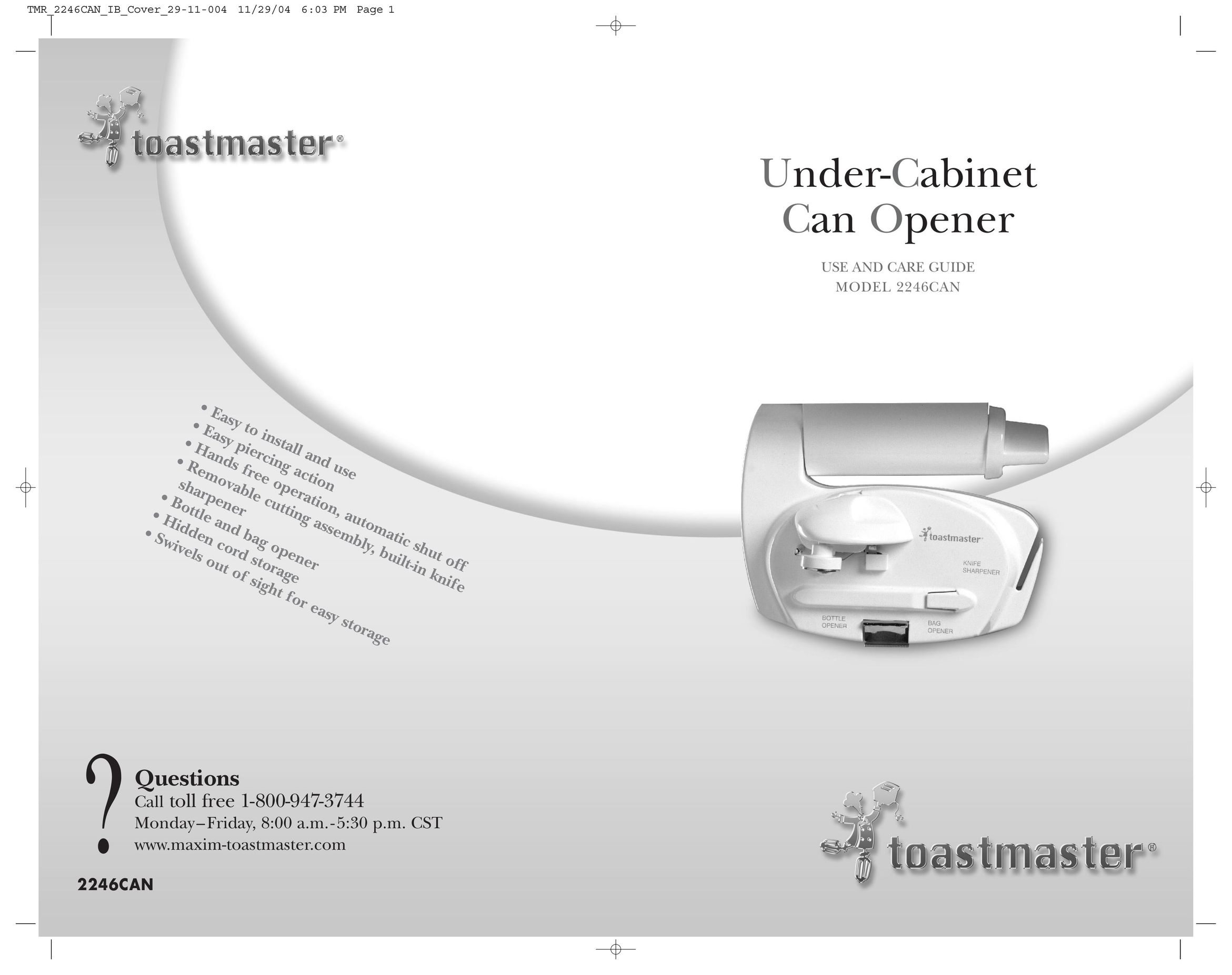 Toastmaster 2246CAN Can Opener User Manual