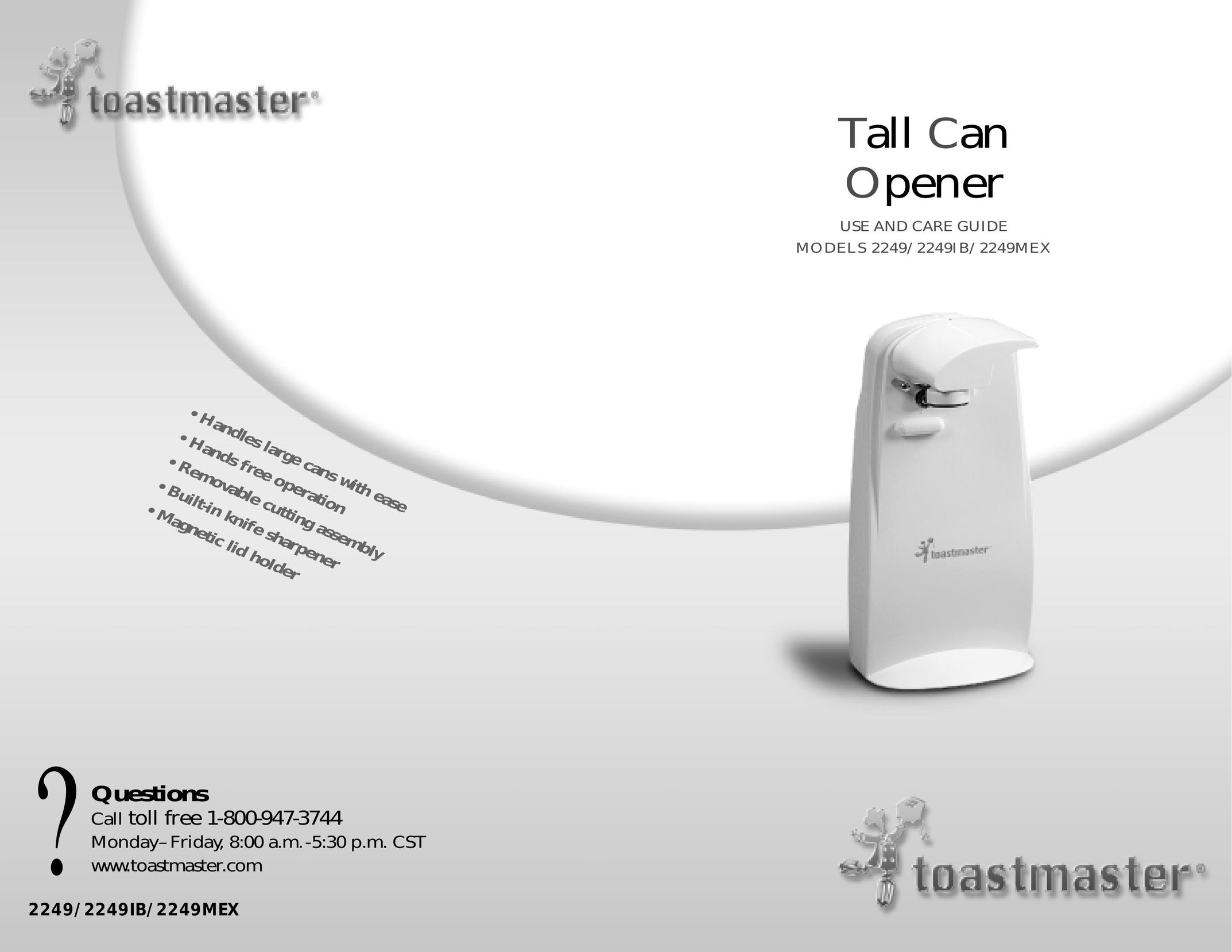 Toastmaster 2249IB Can Opener User Manual