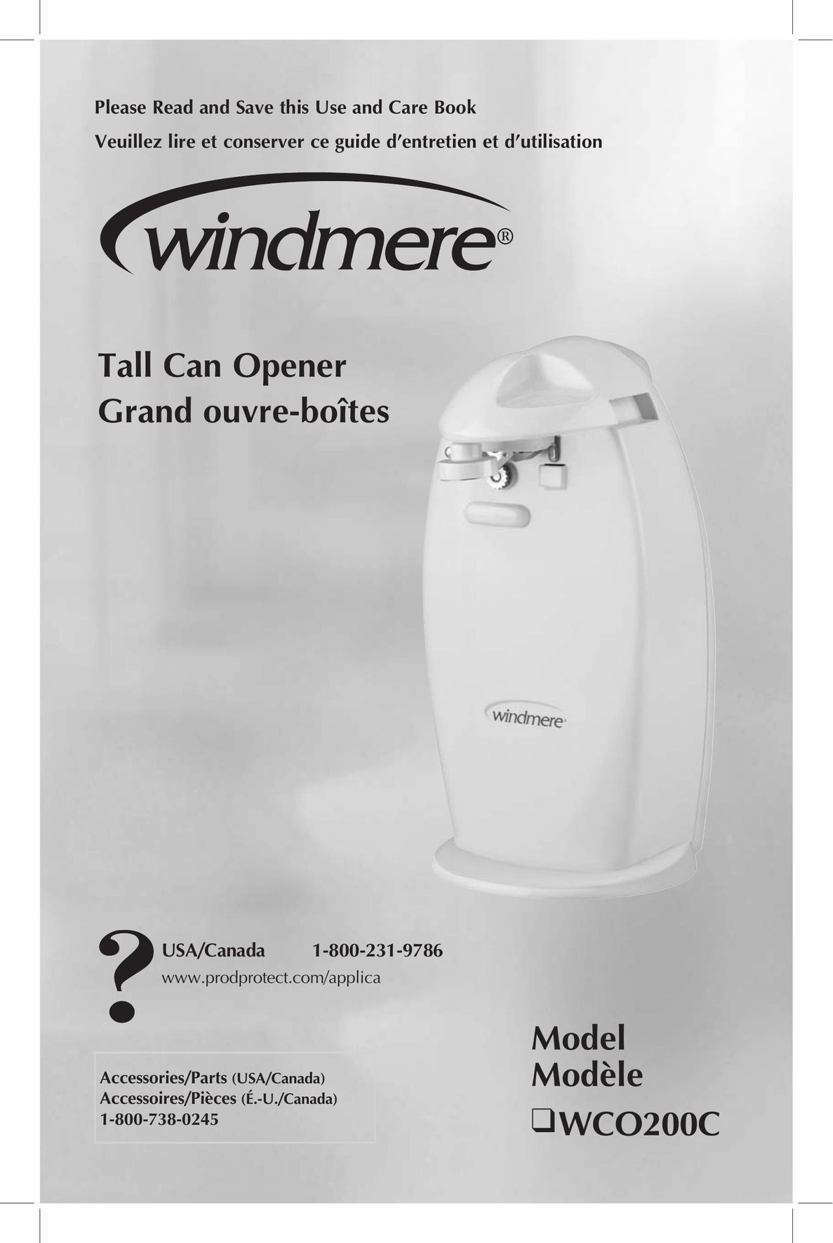 Windmere WCO200C Can Opener User Manual