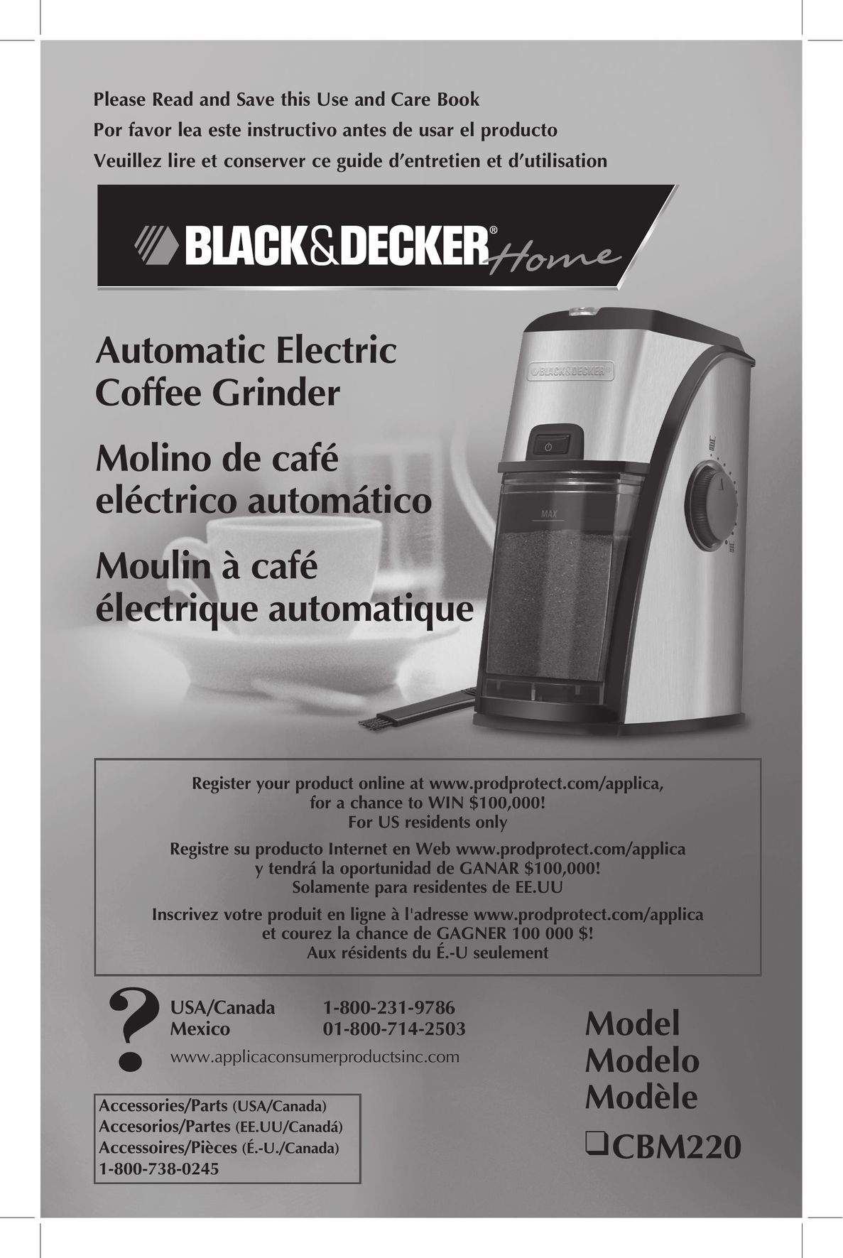Black & Decker CBM220 Coffee Grinder User Manual