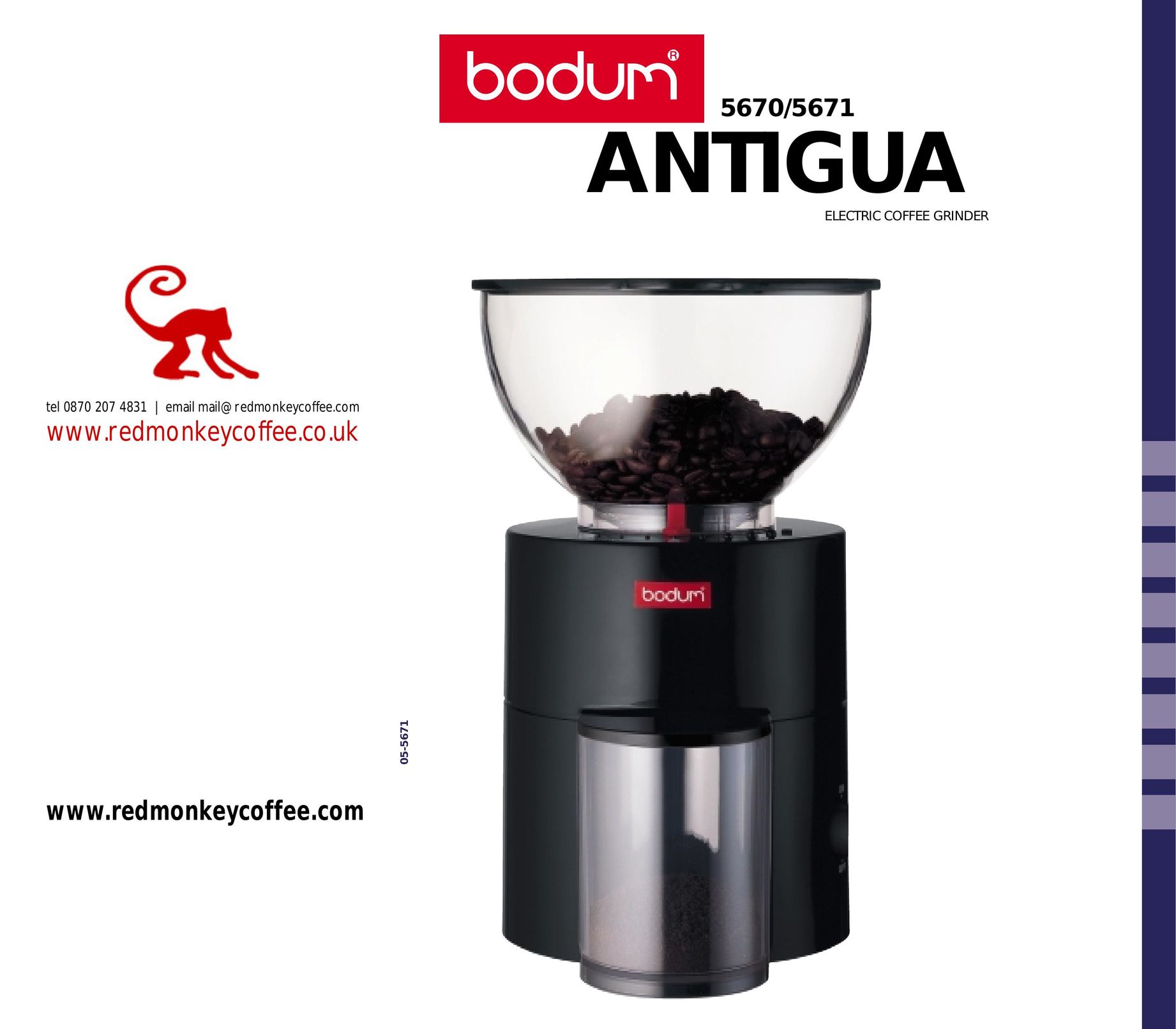 Bodum 5670 Coffee Grinder User Manual