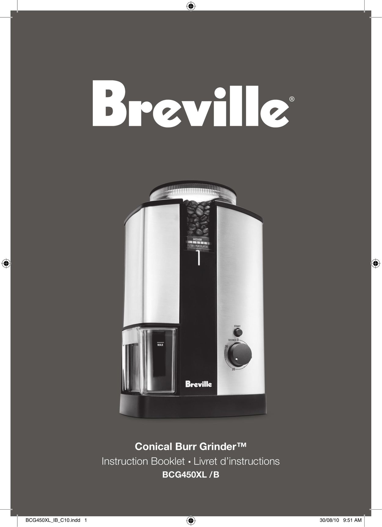 Breville BCG450XL/B Coffee Grinder User Manual