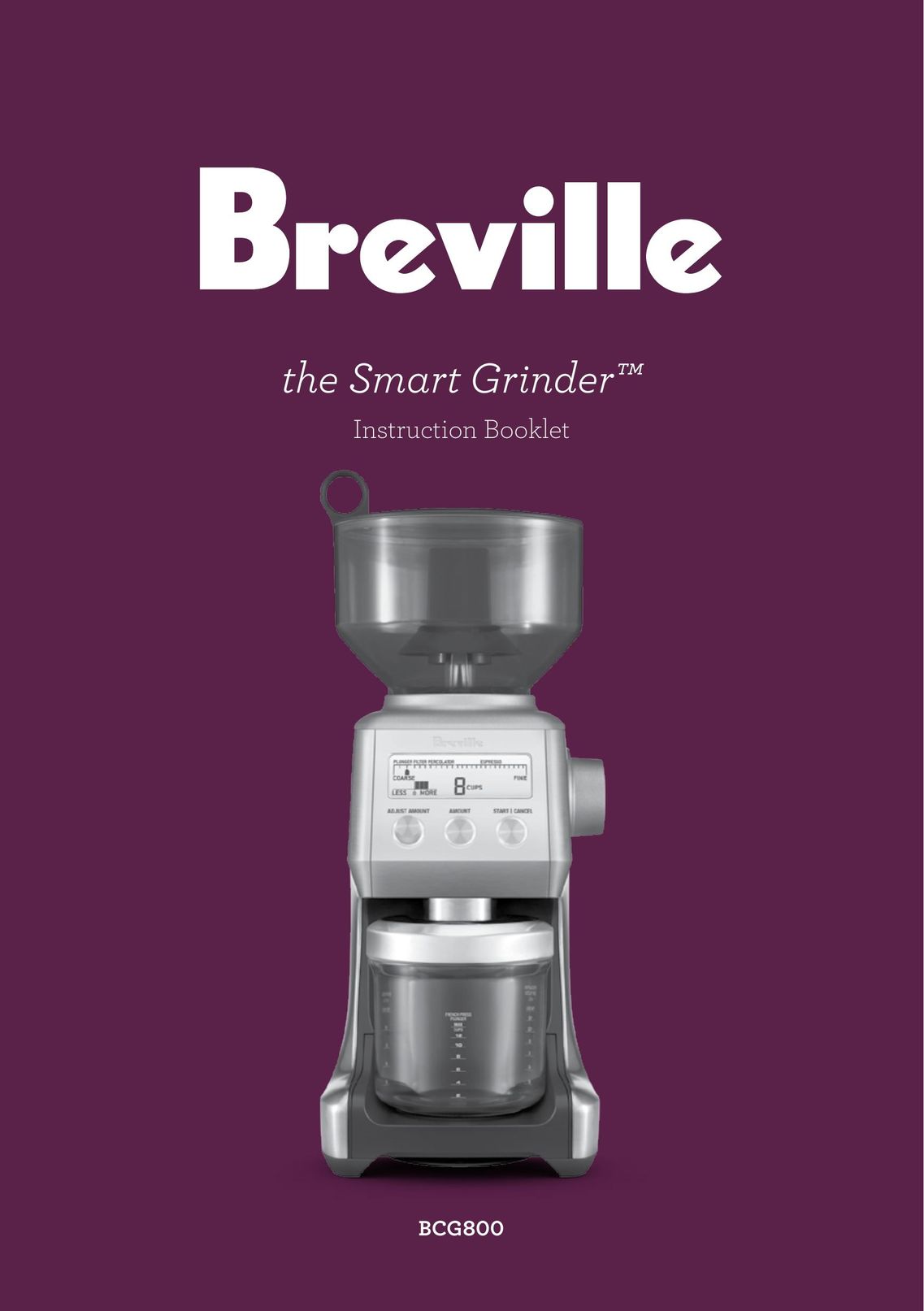 Breville BCG800 Coffee Grinder User Manual
