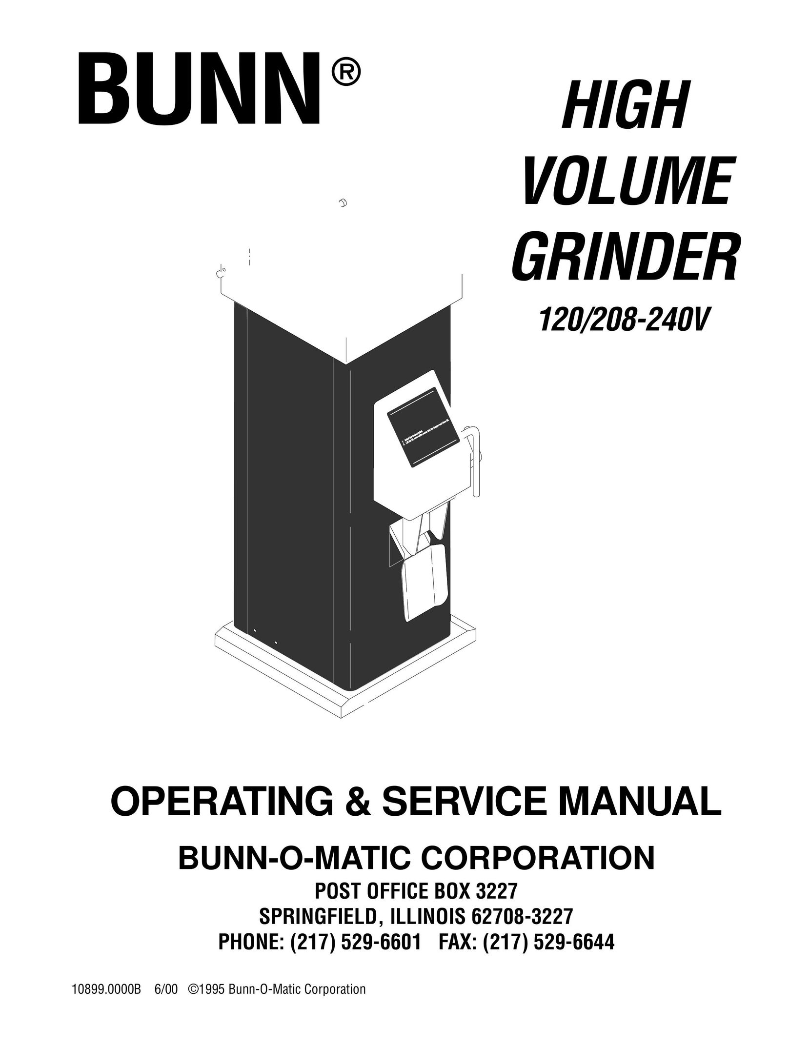 Bunn 120/208-240V Coffee Grinder User Manual
