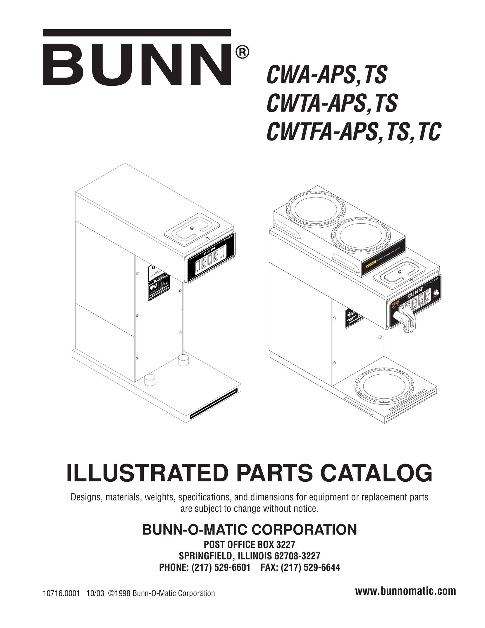 Bunn CWTA-APS,TS Coffee Grinder User Manual
