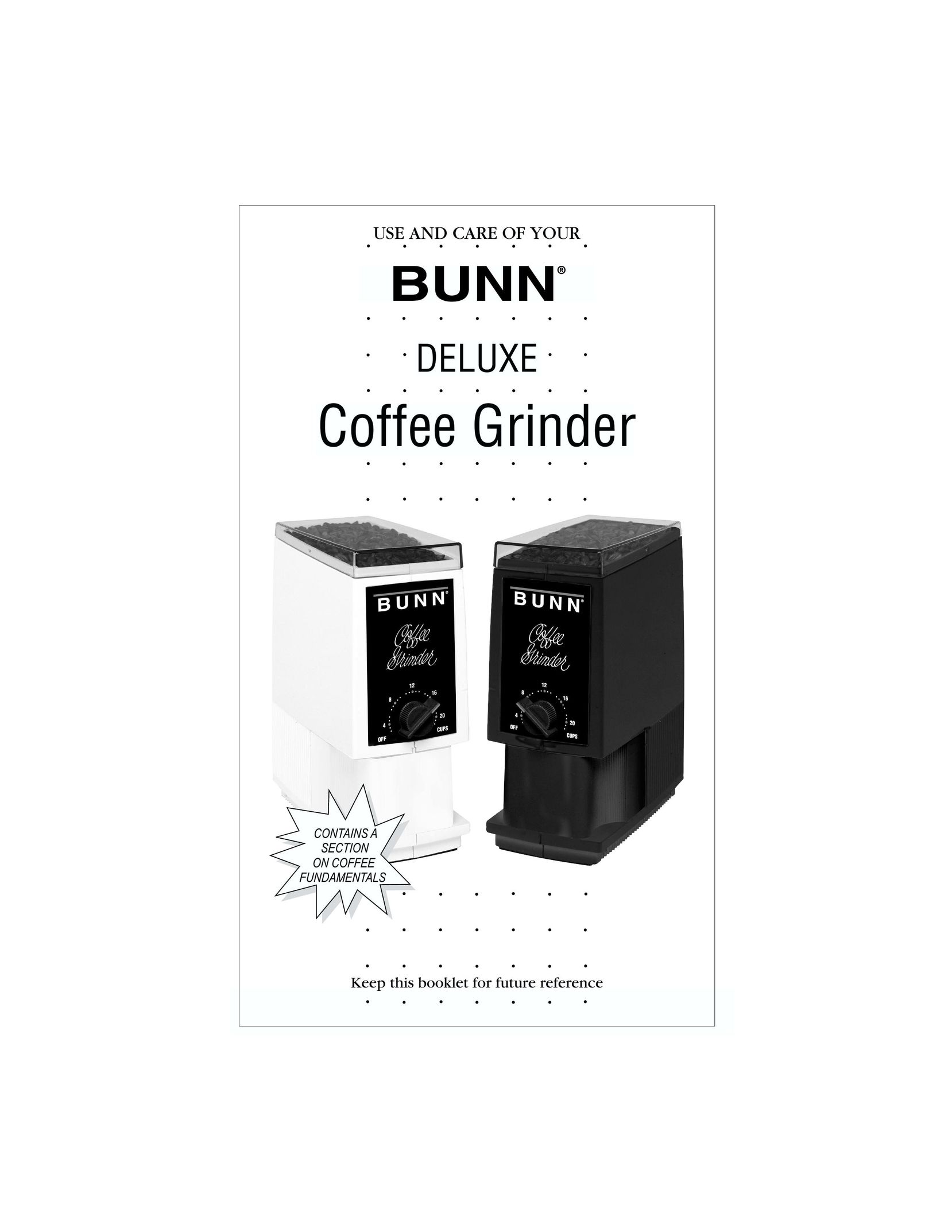 Bunn Deluxe Coffee Grinder Coffee Grinder User Manual